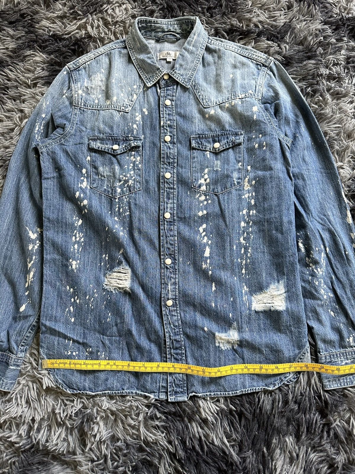 BERNINGS SHO Rare Bernings Sho trashed bleach denim snap button shirt Size US M / EU 48-50 / 2 - 9 Thumbnail