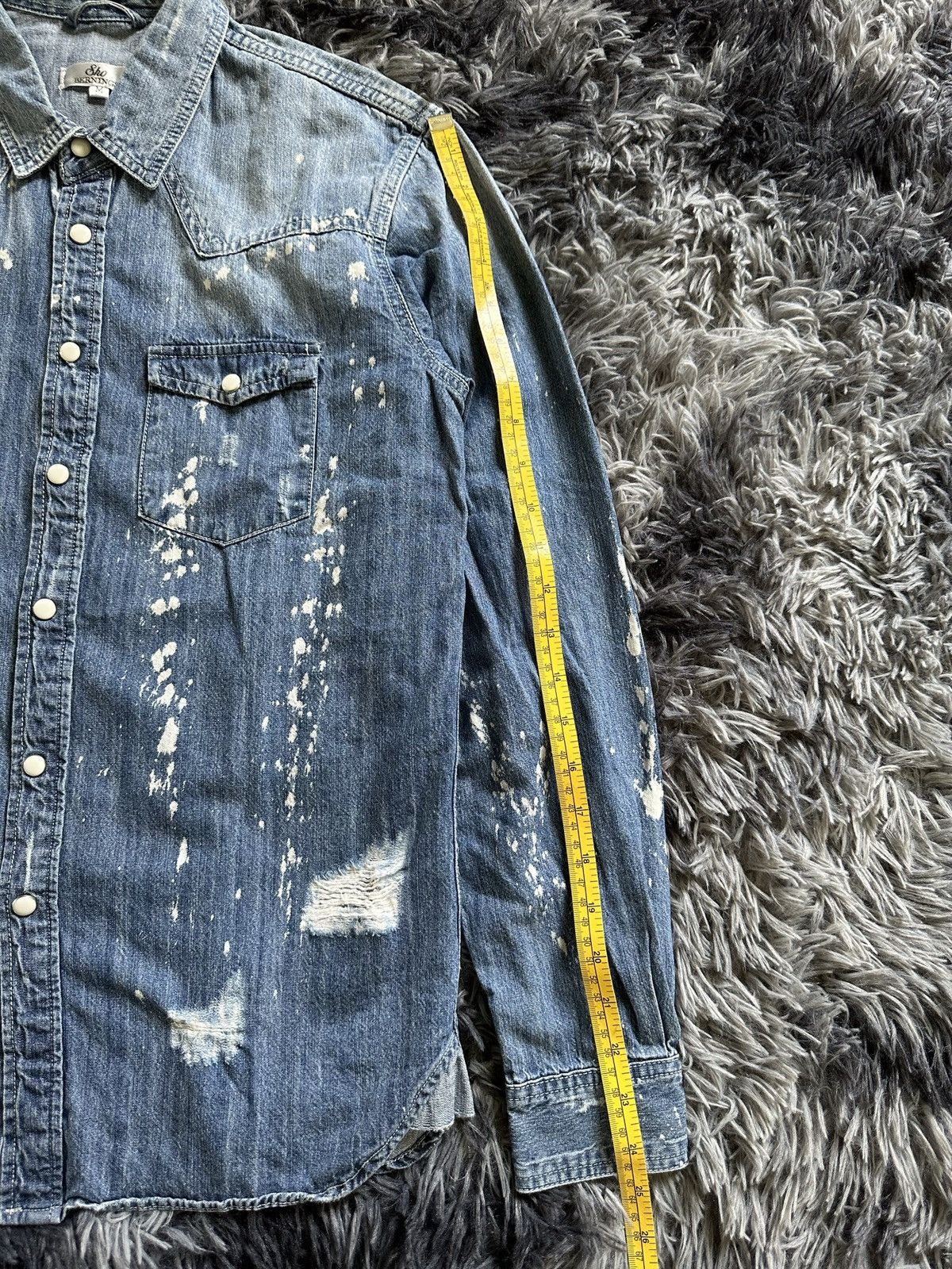 BERNINGS SHO Rare Bernings Sho trashed bleach denim snap button shirt Size US M / EU 48-50 / 2 - 8 Thumbnail