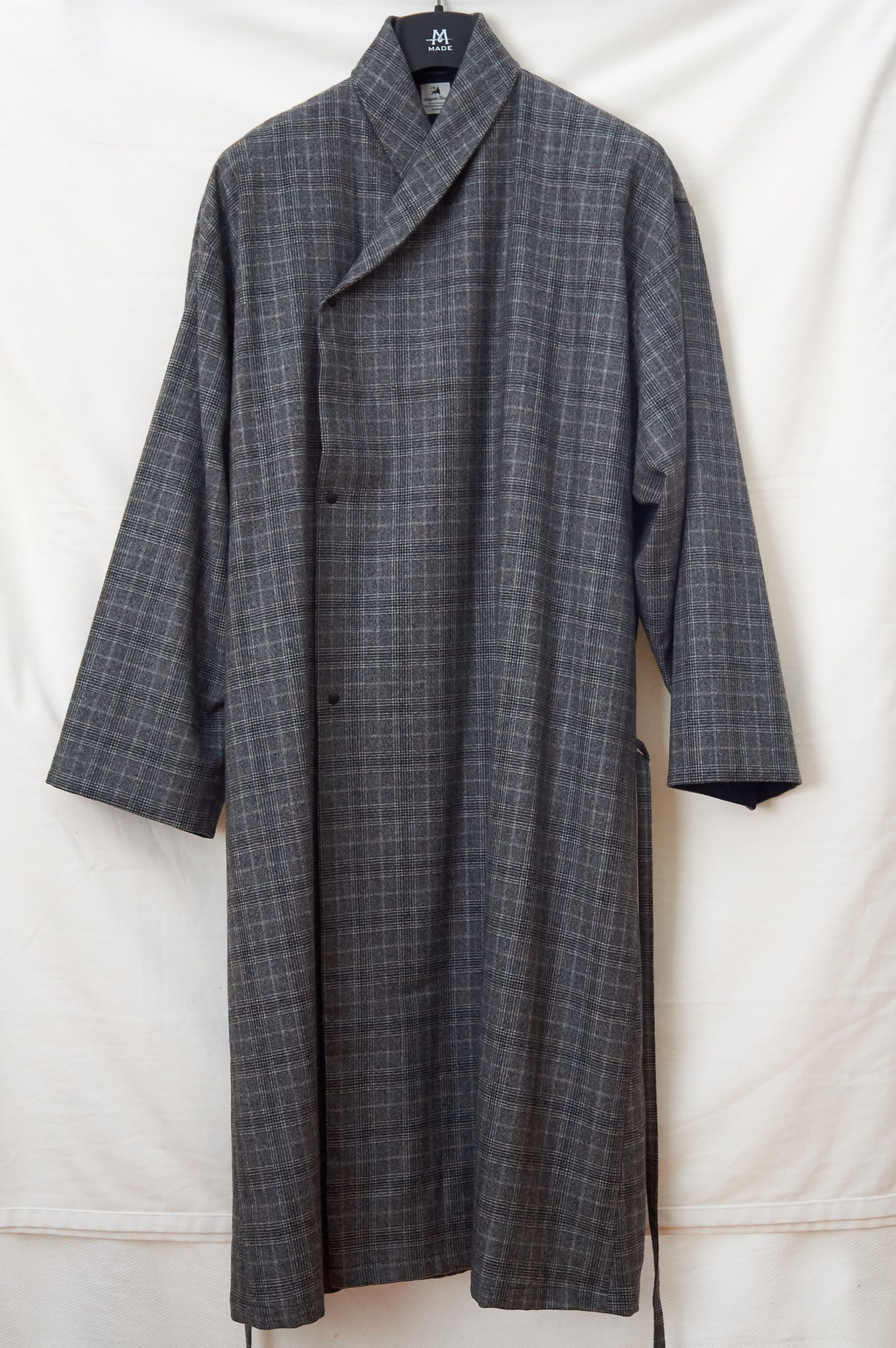image of Sasquatchfabrix Wool Check Coat in Grey, Men's (Size Medium)