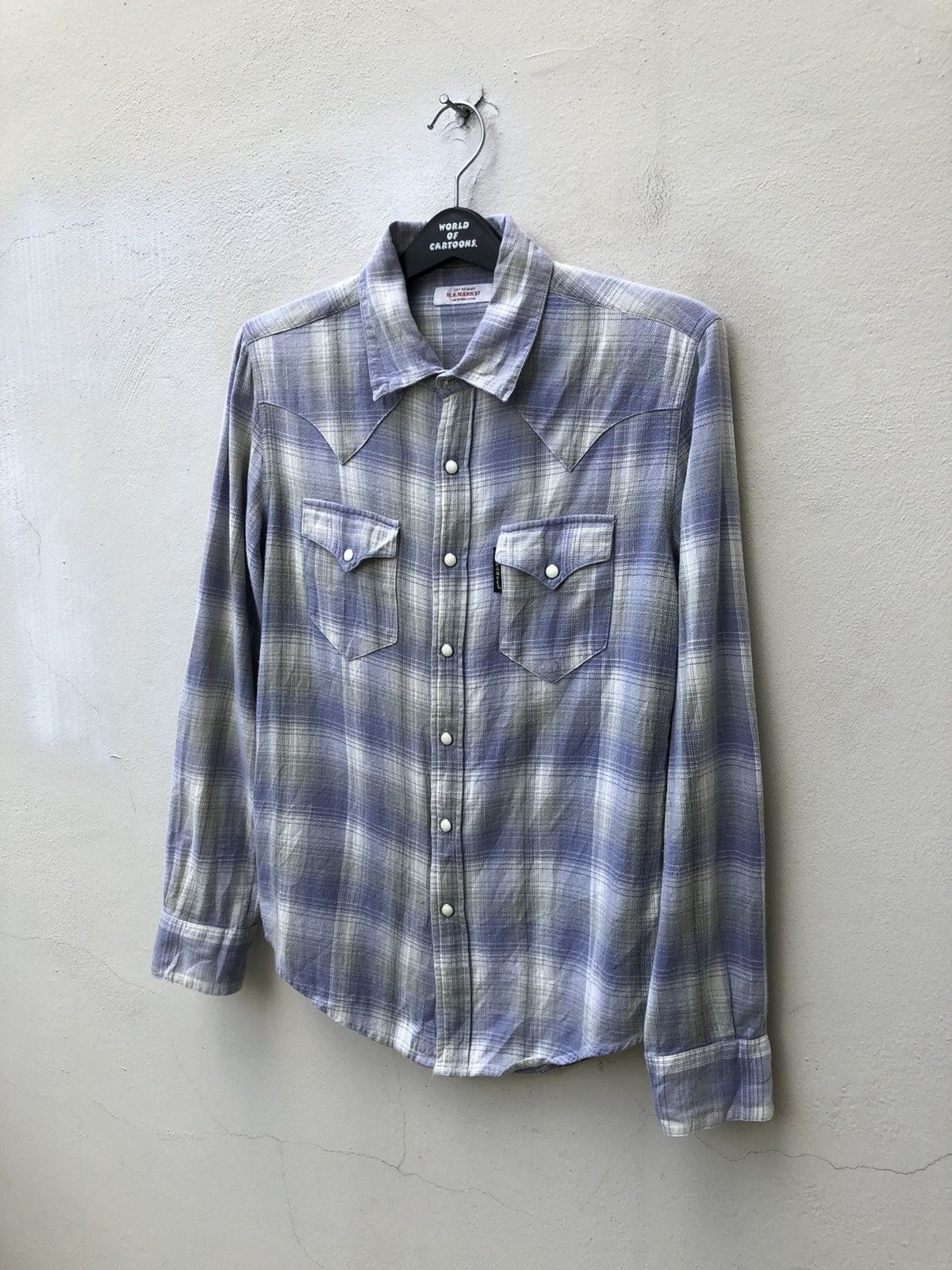 Blue Blue Japan H.R. Market Japan Silver Thread Western Flannel Shirt Size US S / EU 44-46 / 1 - 4 Thumbnail
