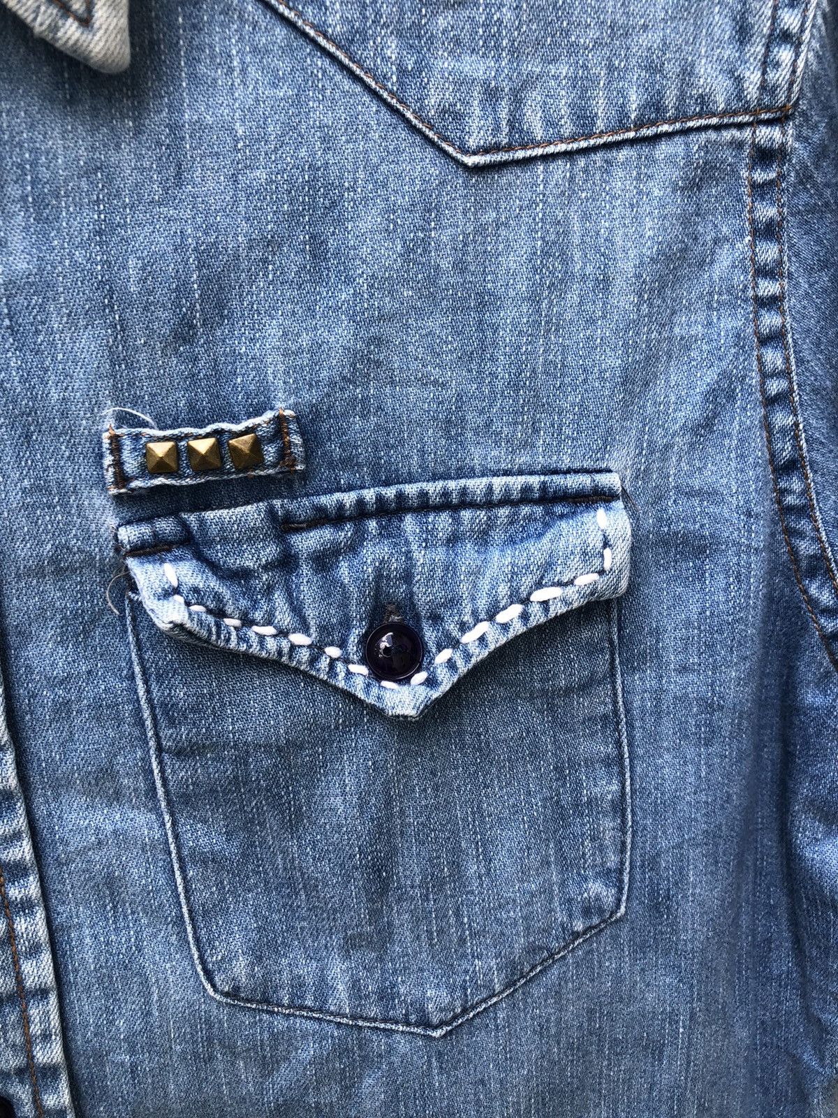 Blue Blue Japan Blue Blue Japan Faded Blue Sashiko Denim Western Shirt Size US M / EU 48-50 / 2 - 9 Thumbnail