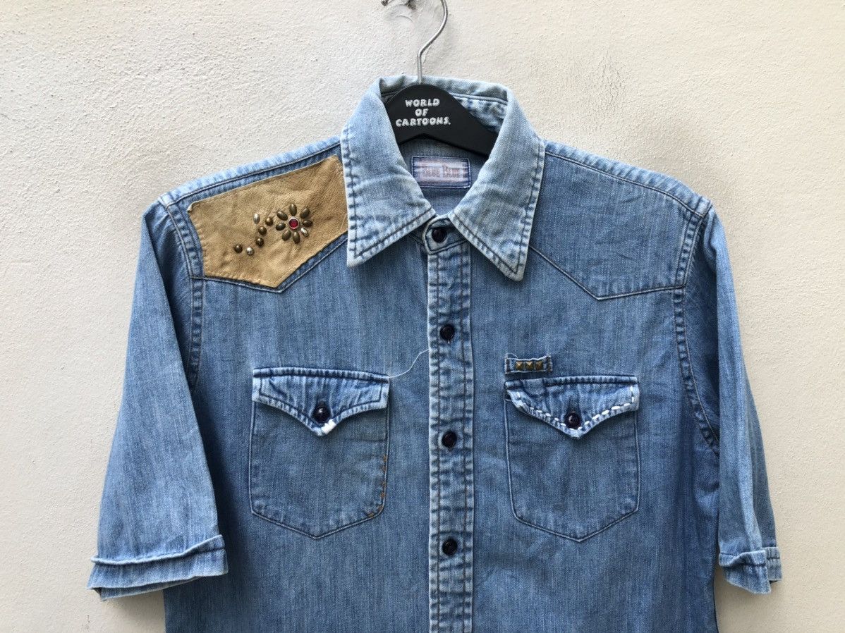 Blue Blue Japan Blue Blue Japan Faded Blue Sashiko Denim Western Shirt Size US M / EU 48-50 / 2 - 6 Thumbnail