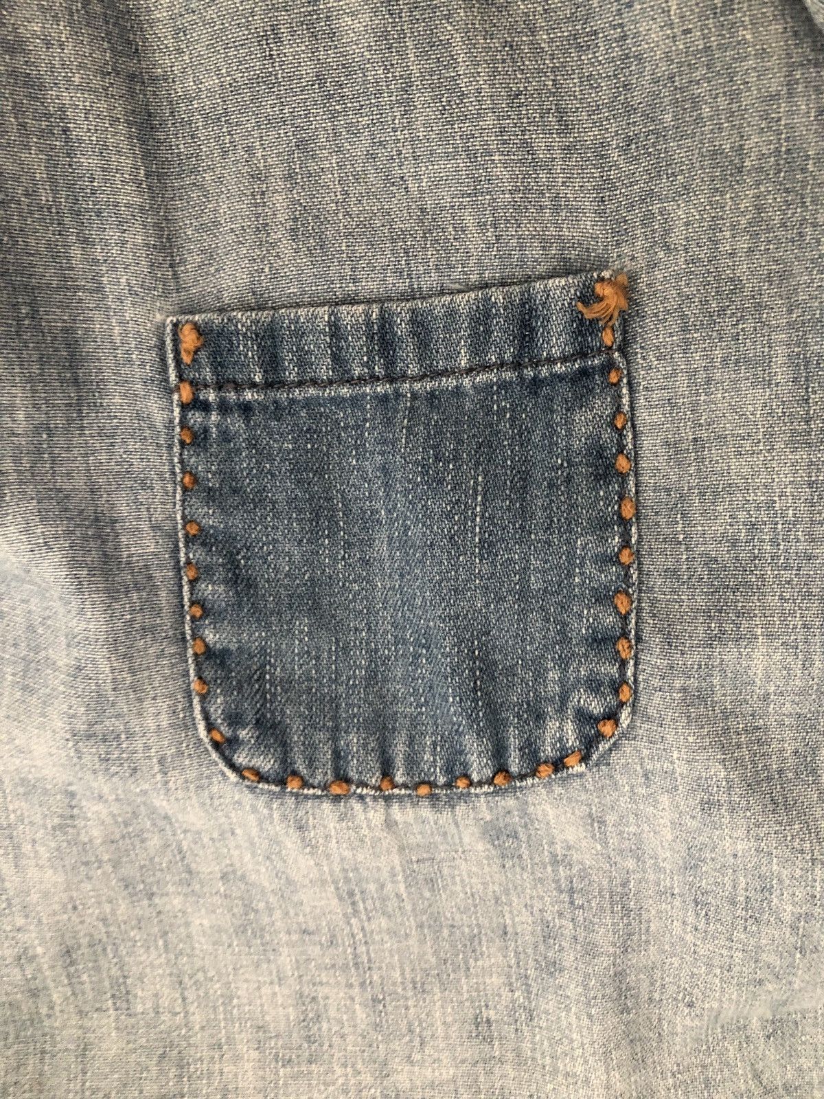 Blue Blue Japan Blue Blue Japan Faded Blue Sashiko Denim Western Shirt Size US M / EU 48-50 / 2 - 21 Thumbnail