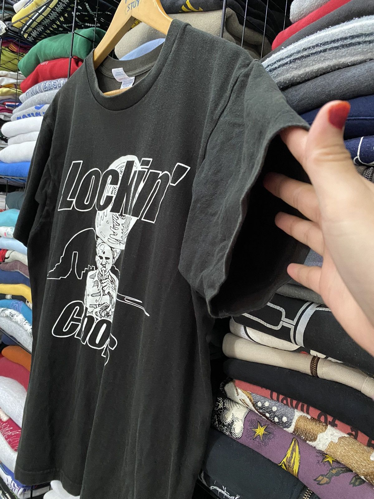 Vintage Vintage Lock in Chops Black T-shirt Size US L / EU 52-54 / 3 - 3 Thumbnail