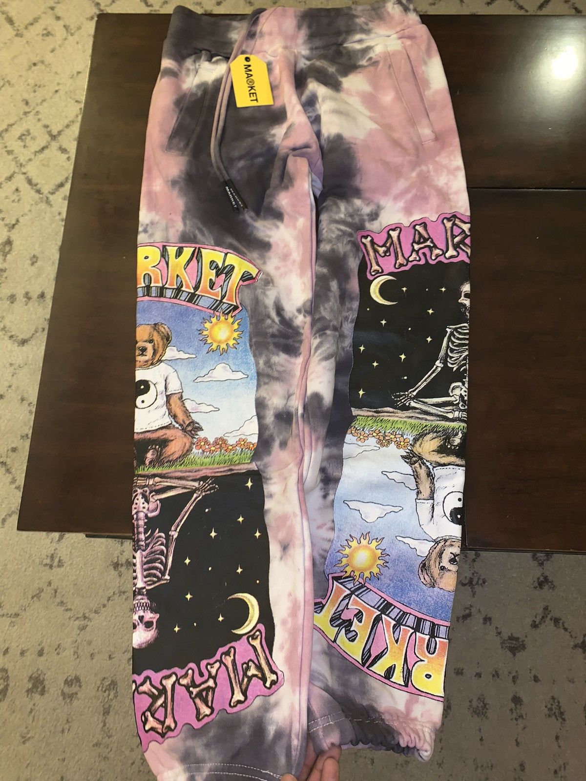 Market × Vintage MARKET NAMASTE BEAR DAY & NIGHT SWEATPANTS LAVENDER TIE-DYE Size US 30 / EU 46 - 3 Thumbnail