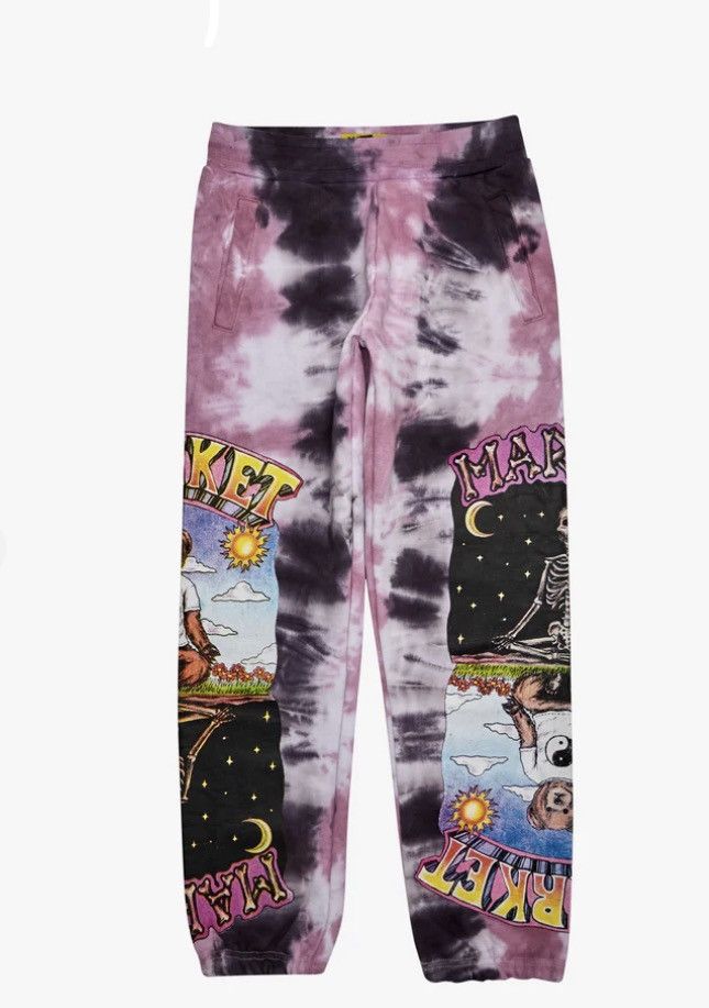 Market × Vintage MARKET NAMASTE BEAR DAY & NIGHT SWEATPANTS LAVENDER TIE-DYE Size US 30 / EU 46 - 1 Thumbnail