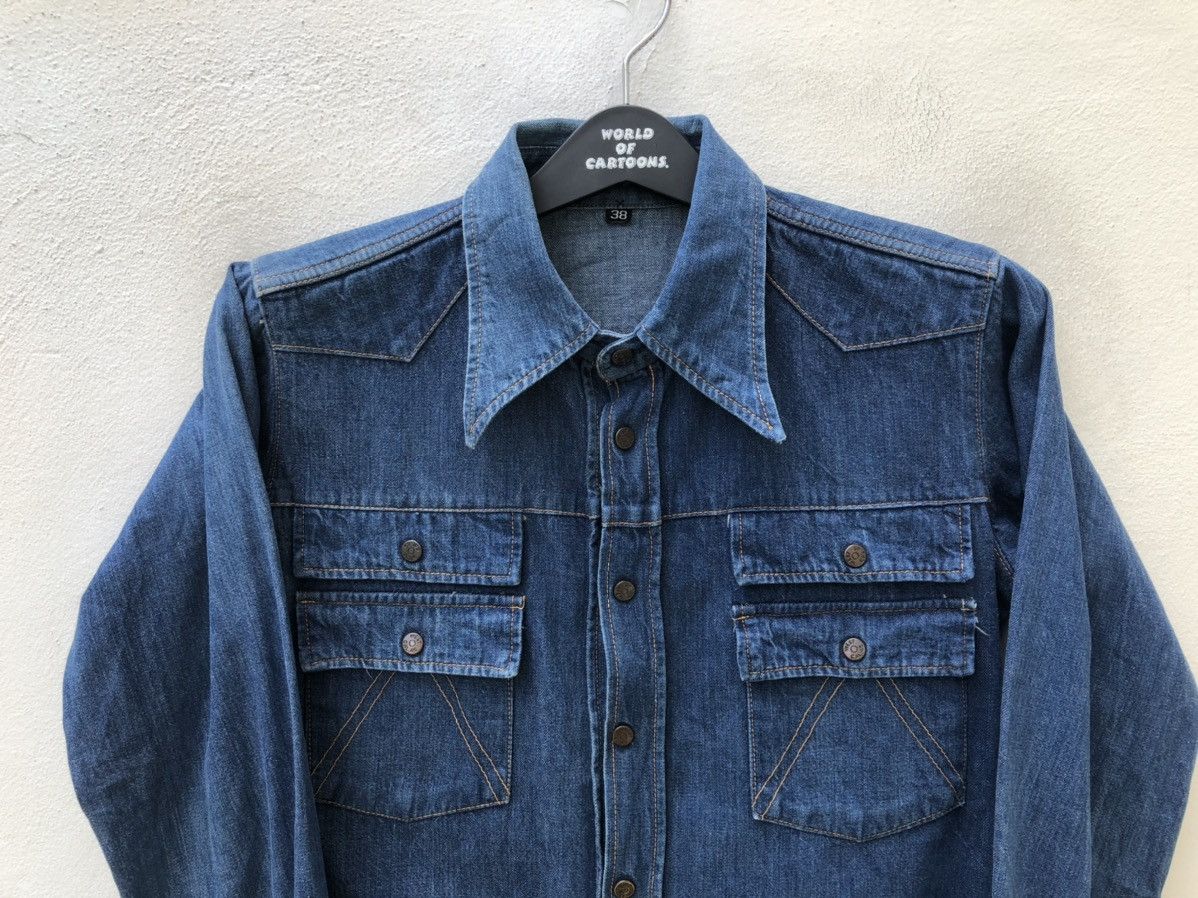 Vintage Vintage 70s CACTUS Japan Western Snap Button Denim Shirt Size US S / EU 44-46 / 1 - 7 Thumbnail
