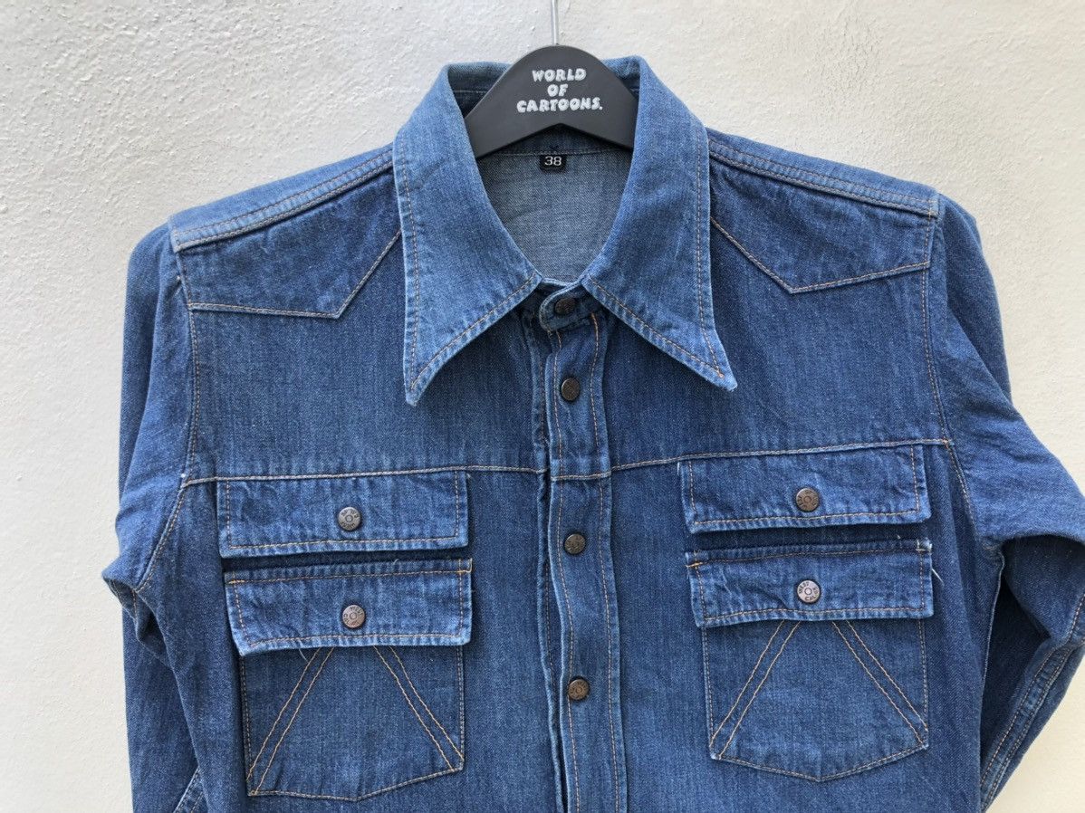 Vintage Vintage 70s CACTUS Japan Western Snap Button Denim Shirt Size US S / EU 44-46 / 1 - 11 Thumbnail