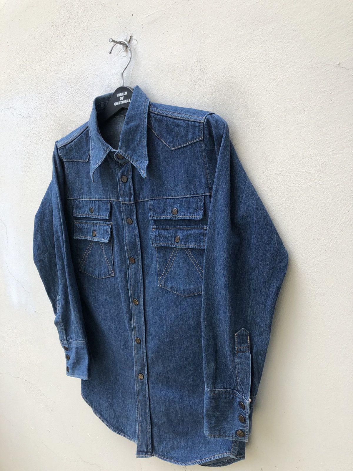 Vintage Vintage 70s CACTUS Japan Western Snap Button Denim Shirt Size US S / EU 44-46 / 1 - 8 Thumbnail