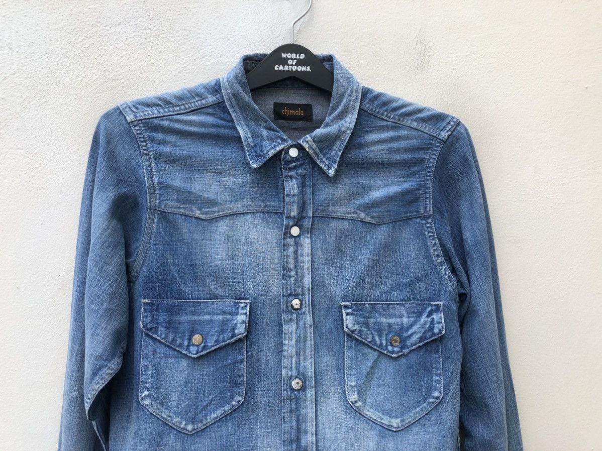 Chimala Chimala Japan Rips Distressed Denim Western Shirt Size US S / EU 44-46 / 1 - 7 Thumbnail
