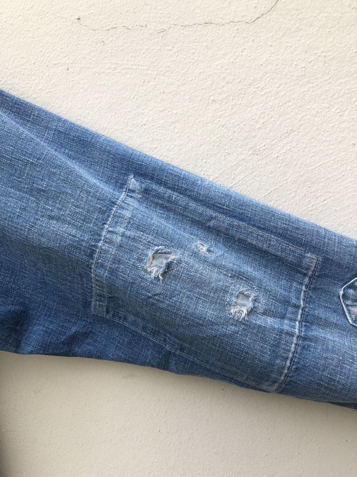 Chimala Chimala Japan Rips Distressed Denim Western Shirt Size US S / EU 44-46 / 1 - 14 Thumbnail
