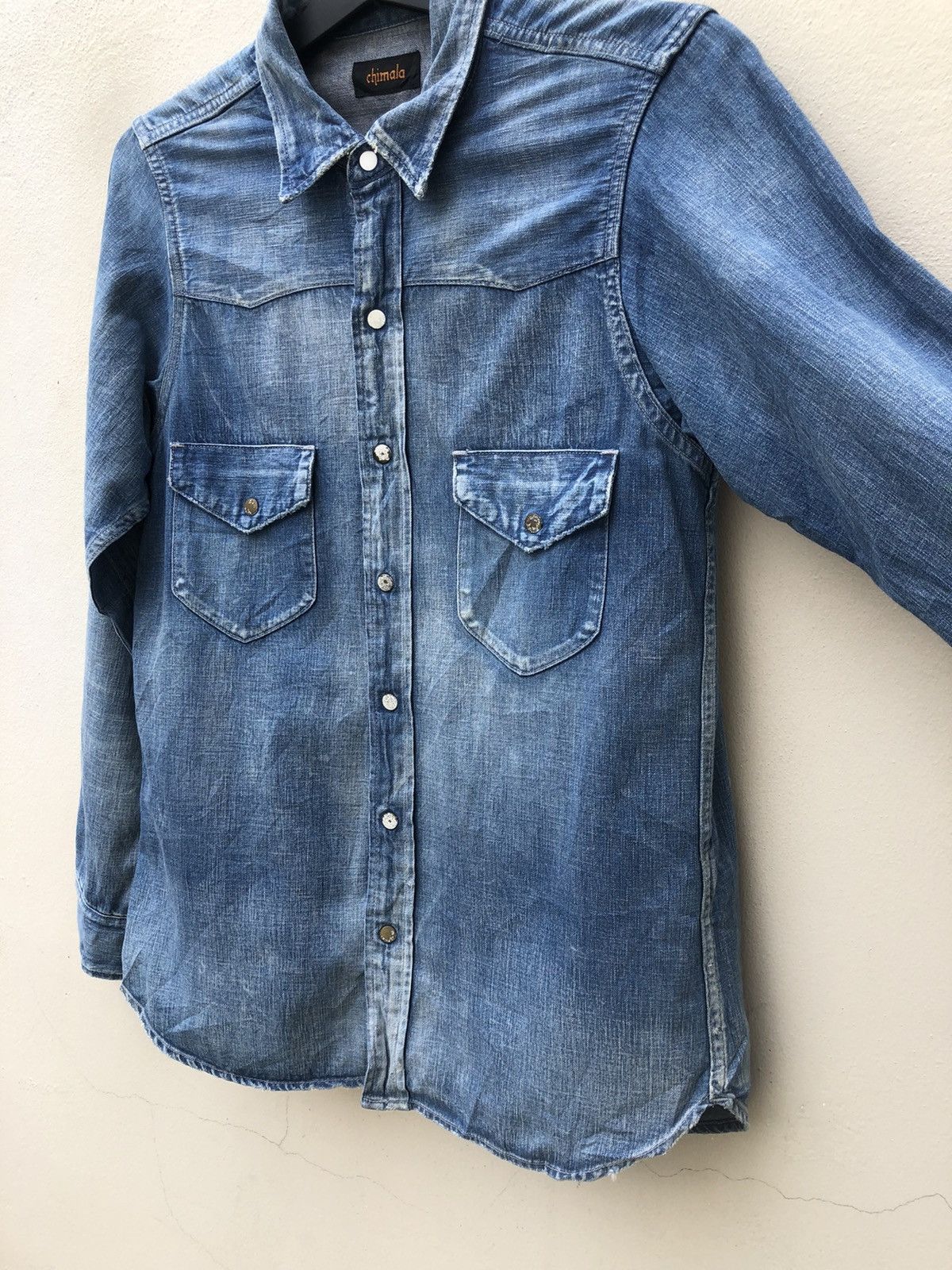 Chimala Chimala Japan Rips Distressed Denim Western Shirt Size US S / EU 44-46 / 1 - 8 Thumbnail