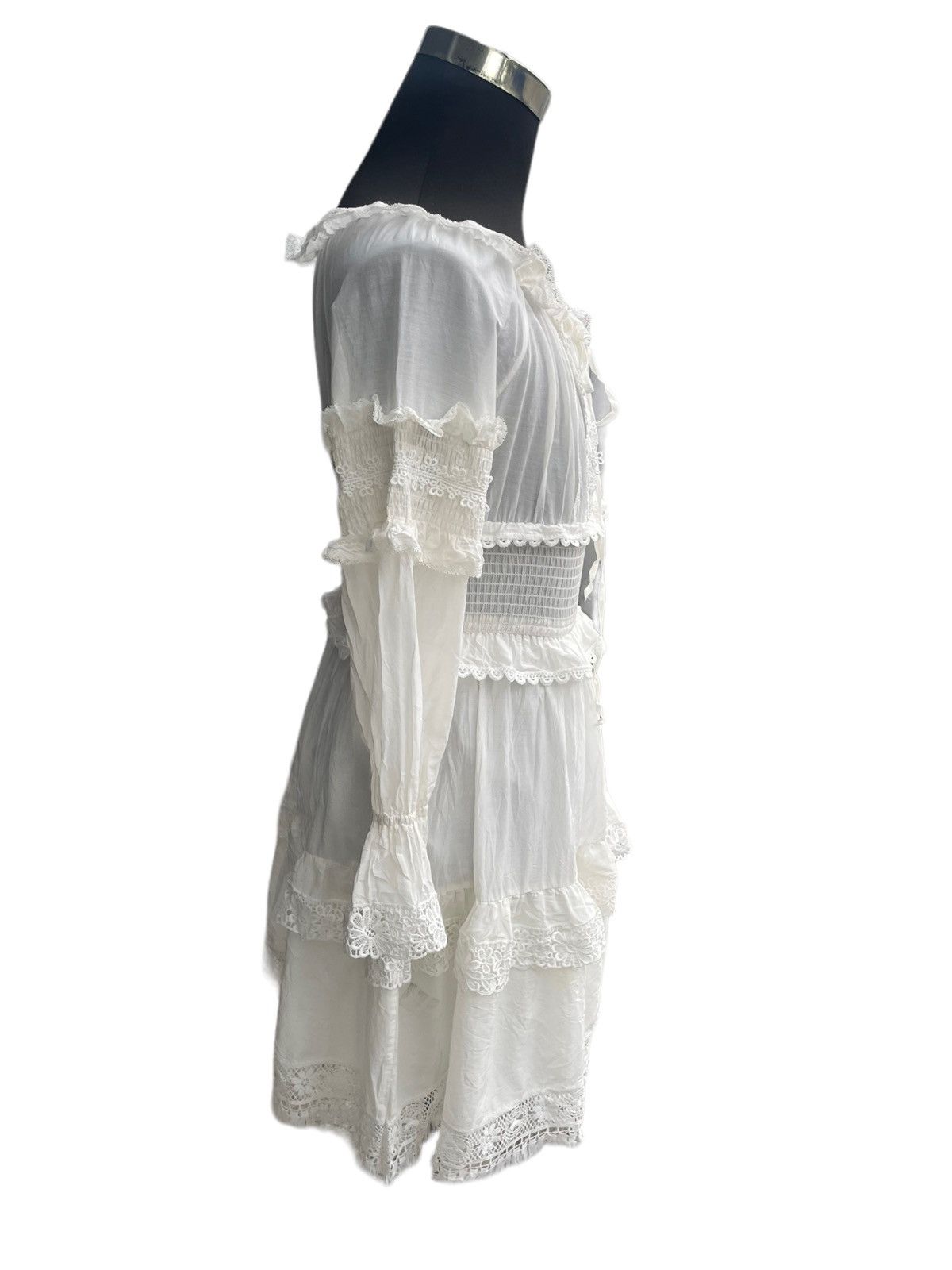 Designer D&G WHITE COTTON FRILLED MOUSSELINE OFF SHOULDER DRESS Size S / US 4 / IT 40 - 12 Thumbnail
