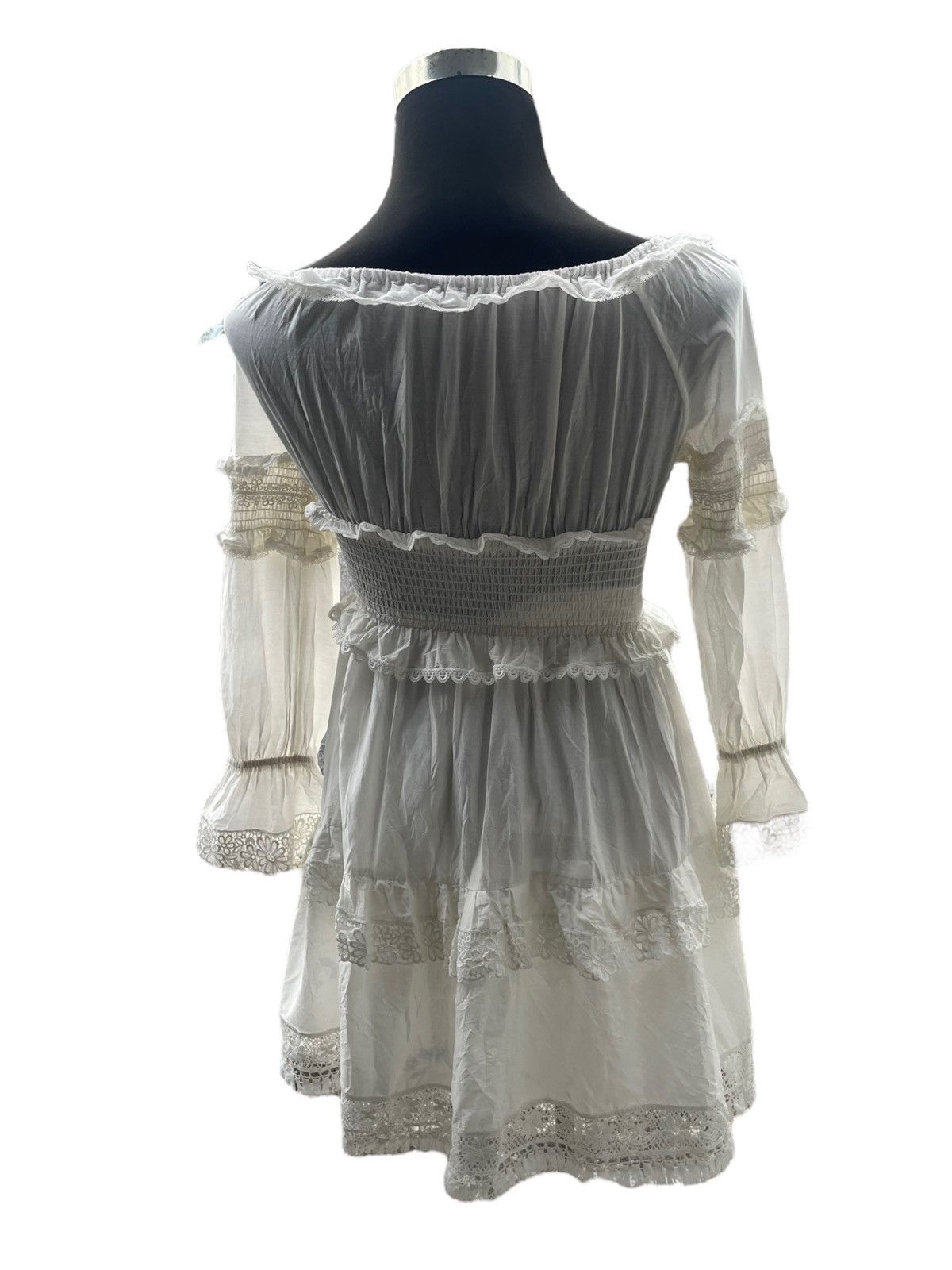Designer D&G WHITE COTTON FRILLED MOUSSELINE OFF SHOULDER DRESS Size S / US 4 / IT 40 - 13 Thumbnail