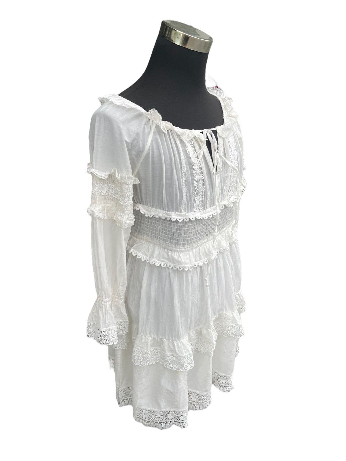 Designer D&G WHITE COTTON FRILLED MOUSSELINE OFF SHOULDER DRESS Size S / US 4 / IT 40 - 9 Thumbnail
