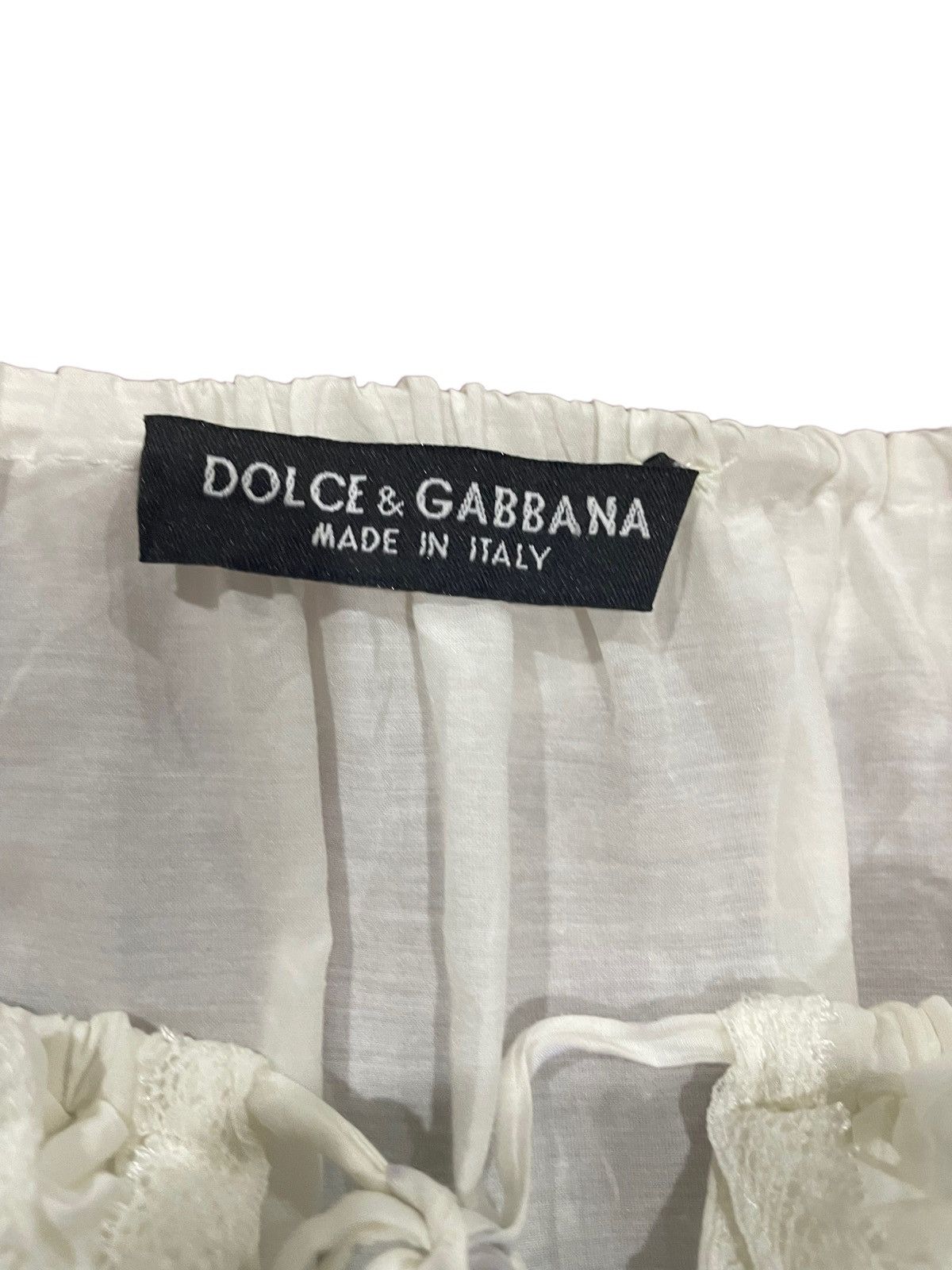 Designer D&G WHITE COTTON FRILLED MOUSSELINE OFF SHOULDER DRESS Size S / US 4 / IT 40 - 22 Thumbnail