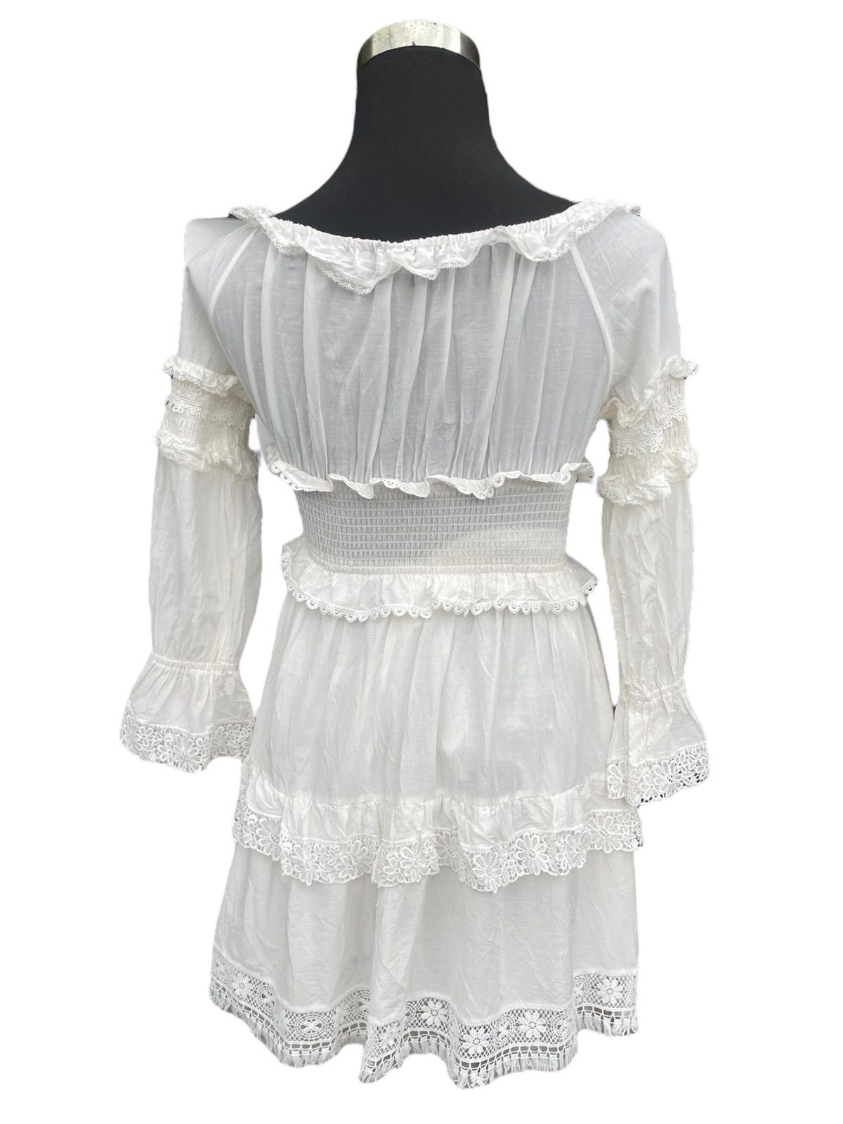 Designer D&G WHITE COTTON FRILLED MOUSSELINE OFF SHOULDER DRESS Size S / US 4 / IT 40 - 15 Thumbnail