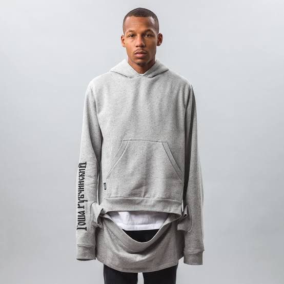 image of St15 - Gosha Rubchinskiy Defected Cut-Out Front Hoodie in Grey, Men's (Size XS)