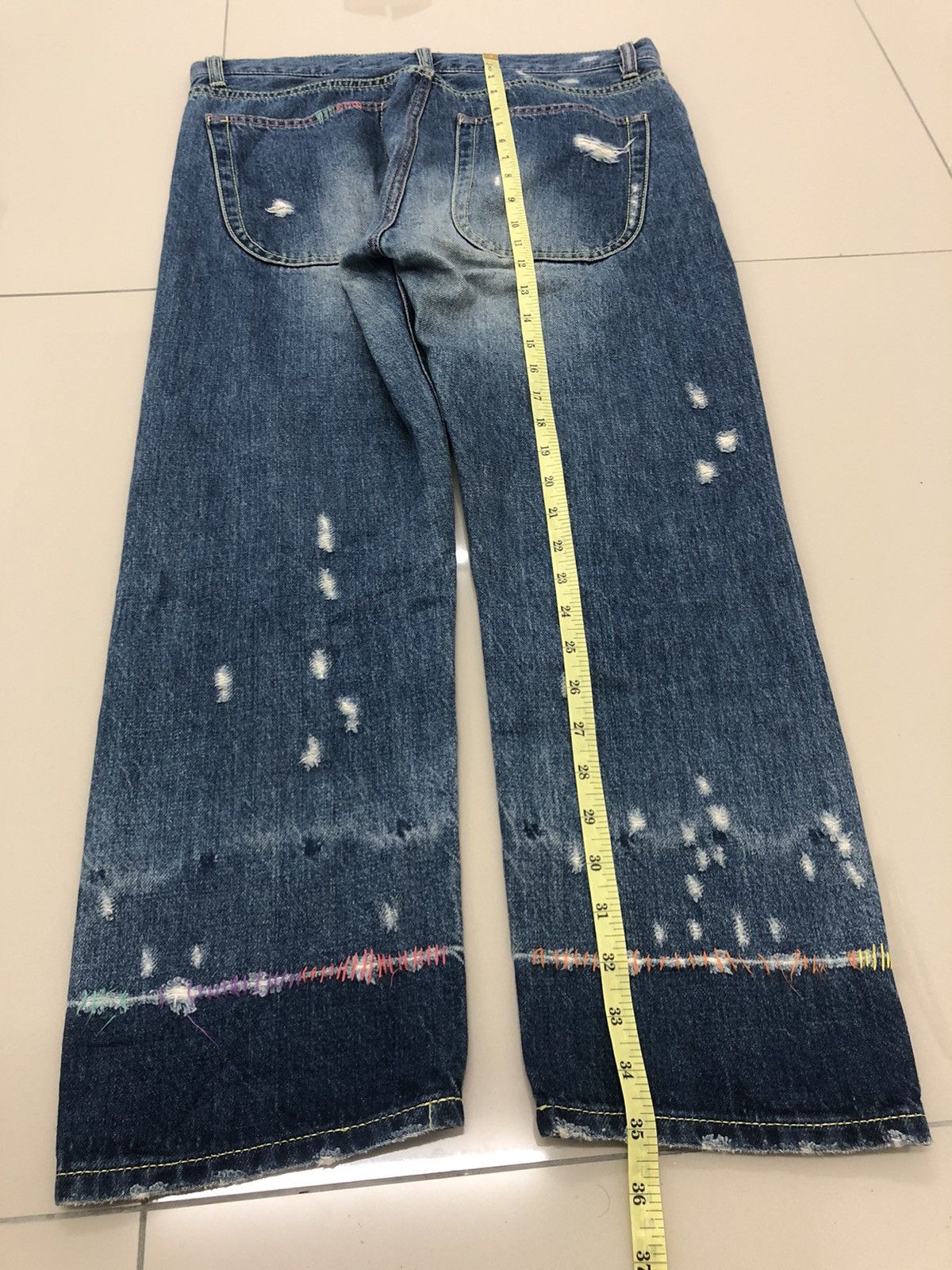 Issey Miyake Rare TSUMORI CHISATO Issey Miyake Distressed Denim Pant Size US 32 / EU 48 - 12 Thumbnail