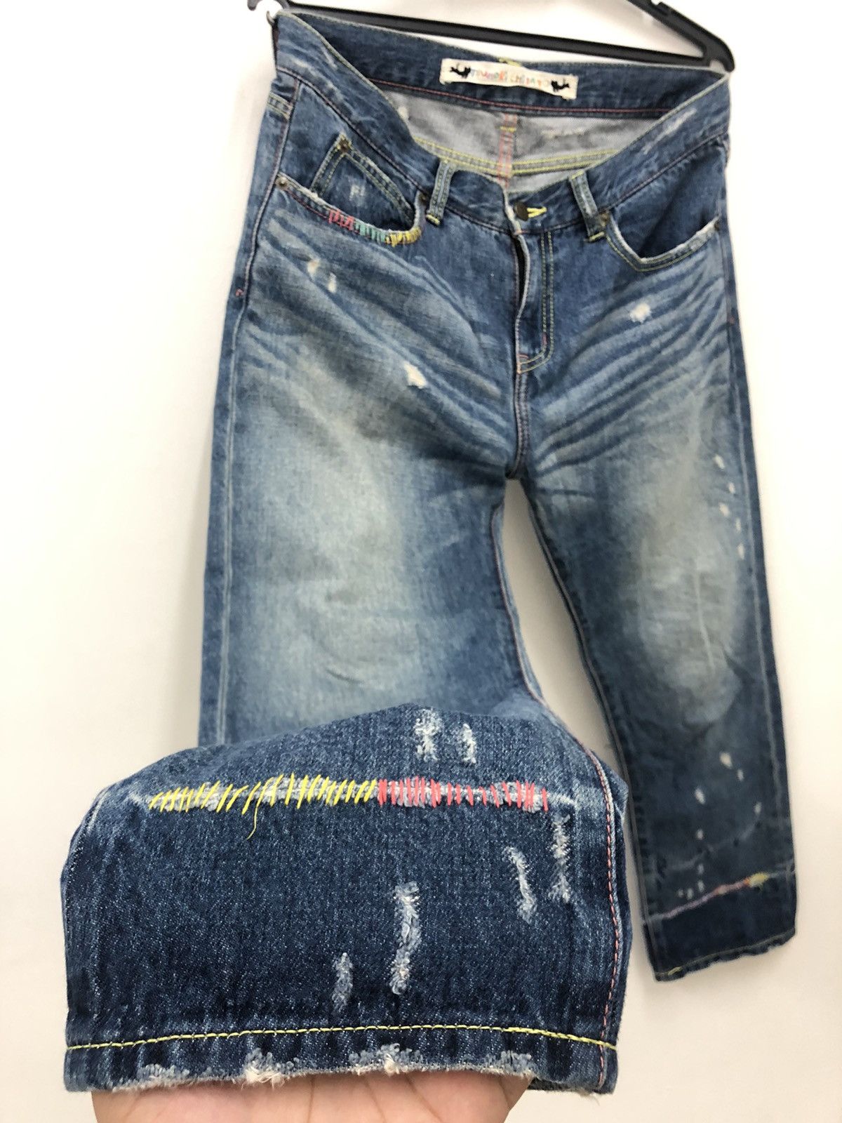 Issey Miyake Rare TSUMORI CHISATO Issey Miyake Distressed Denim Pant Size US 32 / EU 48 - 2 Thumbnail