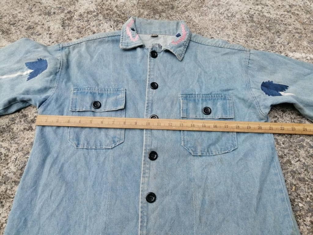 Designer Navajo Embroidered Denim Jacket Size M / US 6-8 / IT 42-44 - 3 Thumbnail