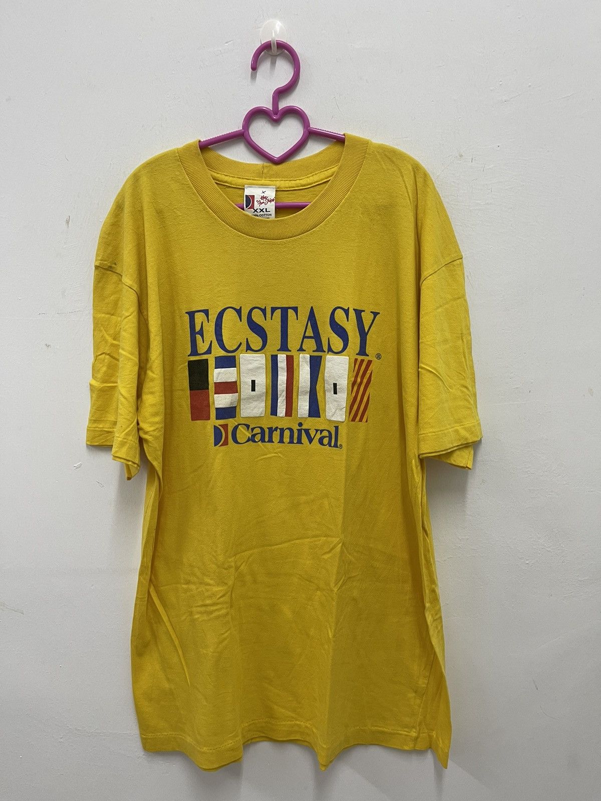 image of Vintage Ecstasy Carnival Promo Tee in Yellow, Men's (Size 2XL)