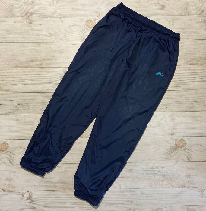 Vintage Nike Nylon Track Pants Men’s L Large 90’s Blue Sweatpants RARE