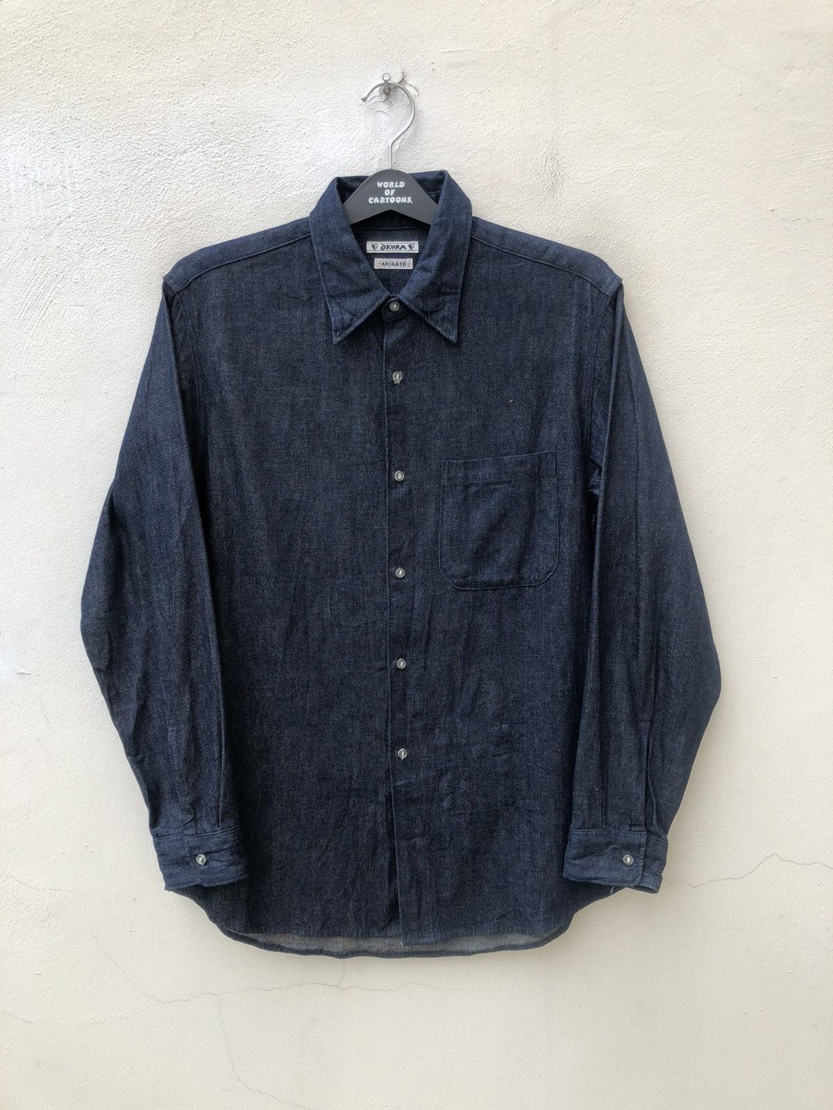 image of Blue Blue Japan x Okura Arigato Japan Indigo Denim Shirt, Men's (Size Medium)