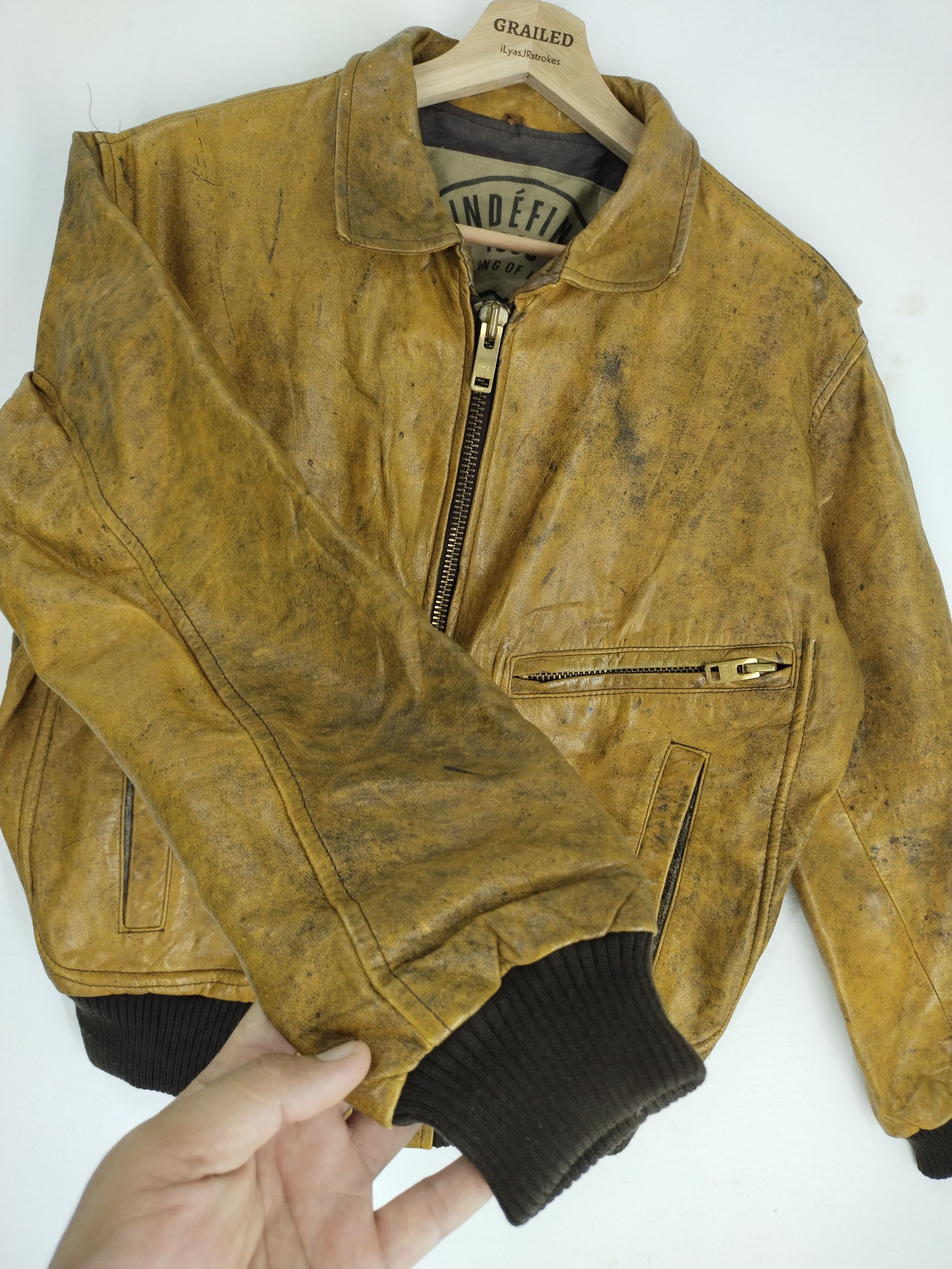 Leather Vintage INDEFINI 1930 Feeling Of Light Leather Jacket Size US M / EU 48-50 / 2 - 7 Thumbnail