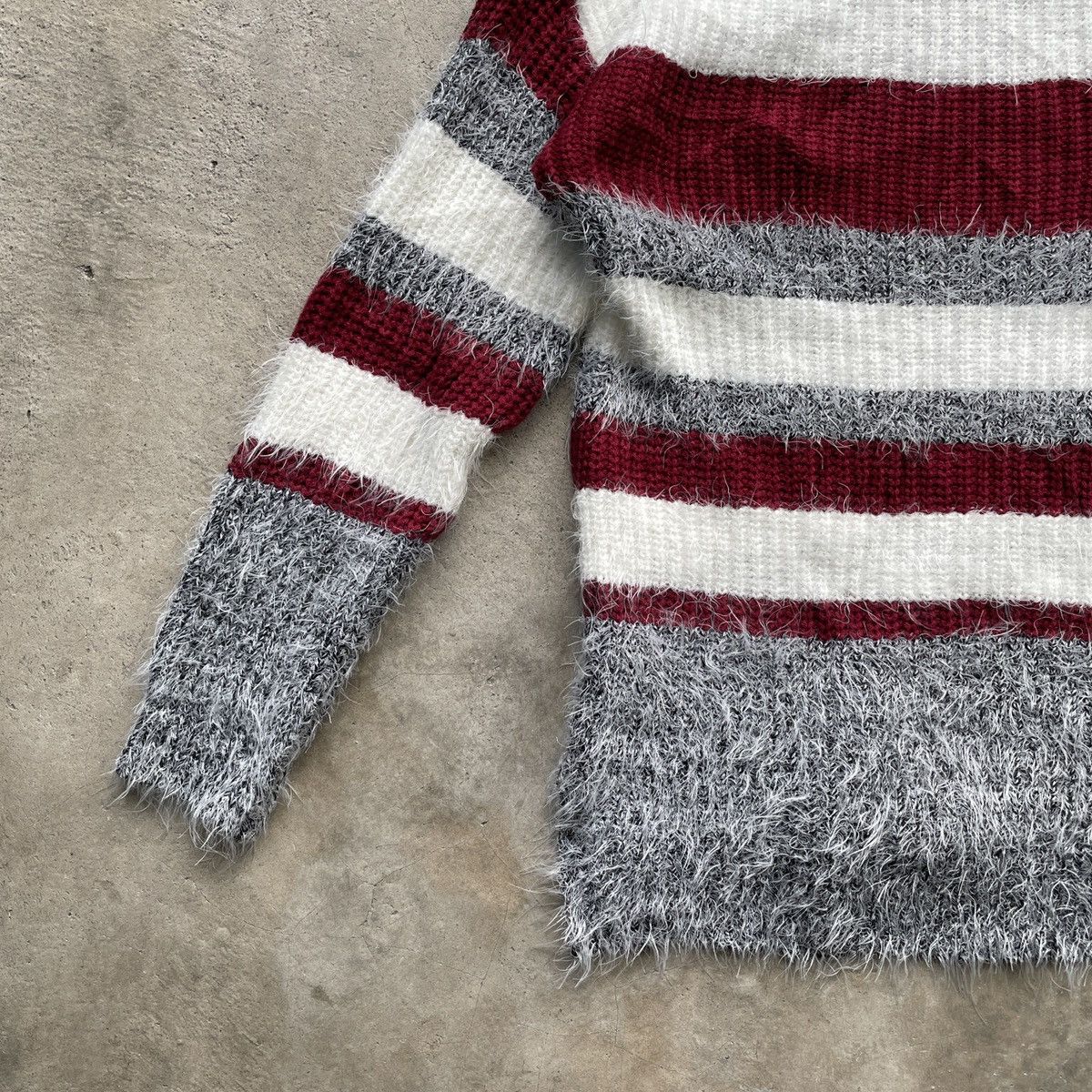 Aran Isles Knitwear × Japanese Brand Steals⚡️ JAPAN INGNI Striped Mohair Shag Shaggy Fur Knitwear Size US M / EU 48-50 / 2 - 10 Thumbnail