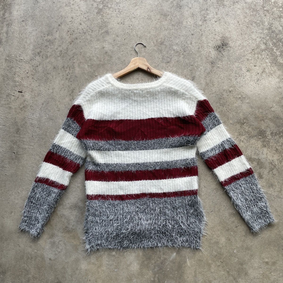 Aran Isles Knitwear × Japanese Brand Steals⚡️ JAPAN INGNI Striped Mohair Shag Shaggy Fur Knitwear Size US M / EU 48-50 / 2 - 12 Thumbnail