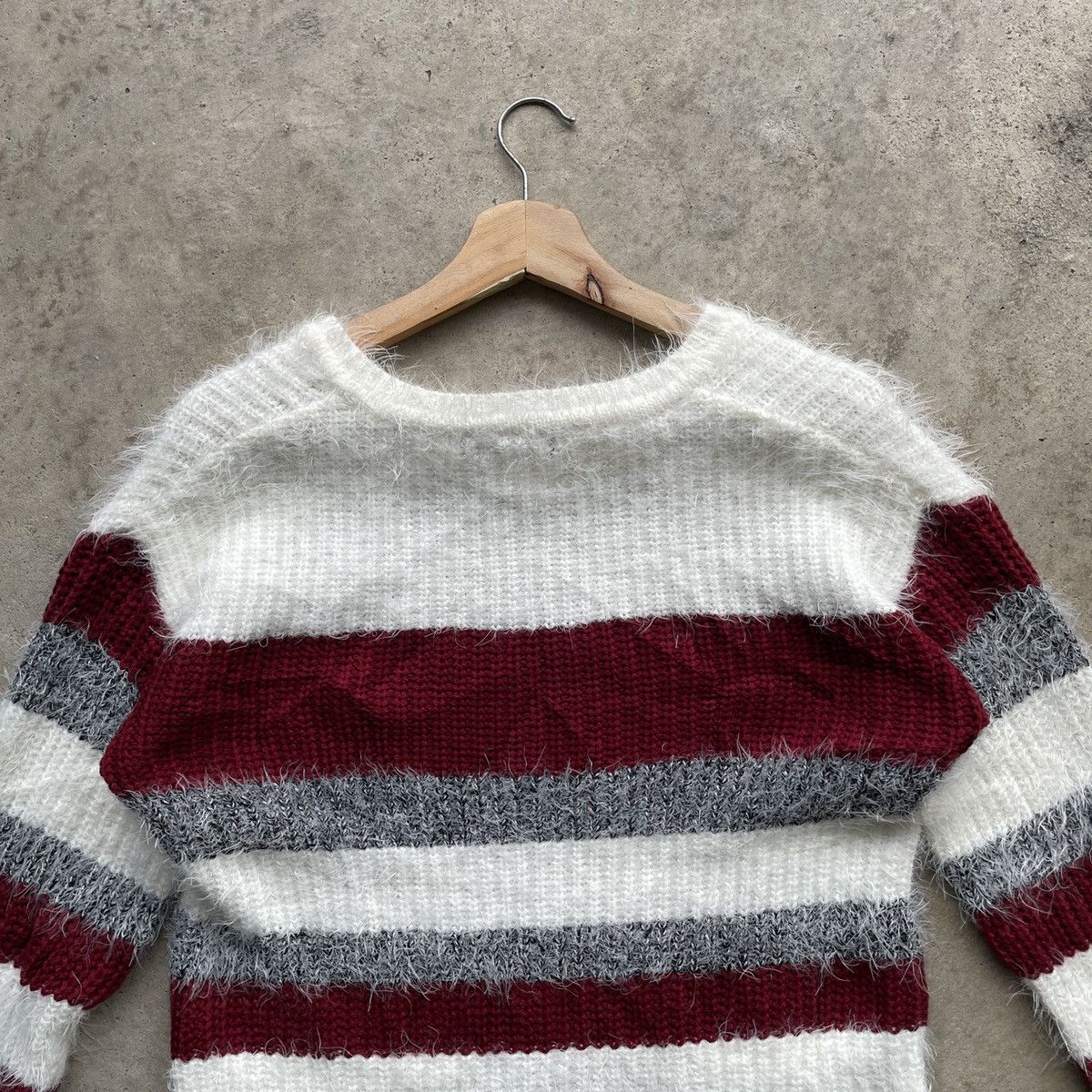 Aran Isles Knitwear × Japanese Brand Steals⚡️ JAPAN INGNI Striped Mohair Shag Shaggy Fur Knitwear Size US M / EU 48-50 / 2 - 9 Thumbnail