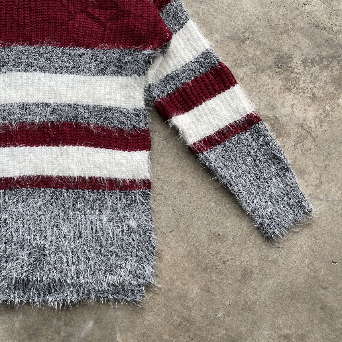 Aran Isles Knitwear × Japanese Brand Steals⚡️ JAPAN INGNI Striped Mohair Shag Shaggy Fur Knitwear Size US M / EU 48-50 / 2 - 6 Thumbnail