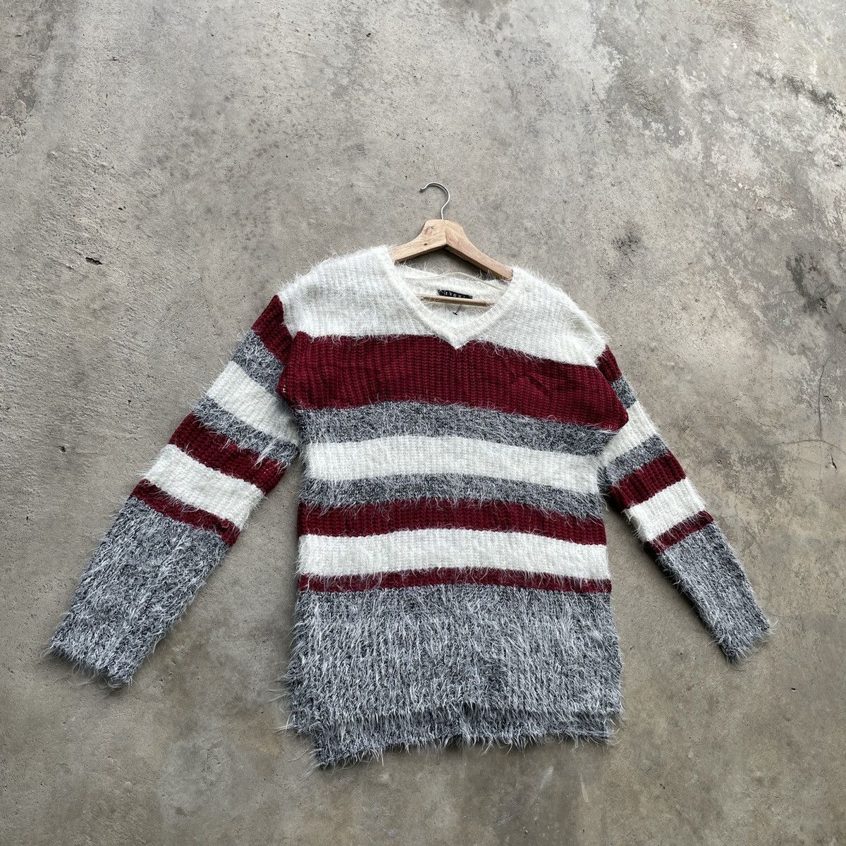 Aran Isles Knitwear × Japanese Brand Steals⚡️ JAPAN INGNI Striped Mohair Shag Shaggy Fur Knitwear Size US M / EU 48-50 / 2 - 2 Thumbnail