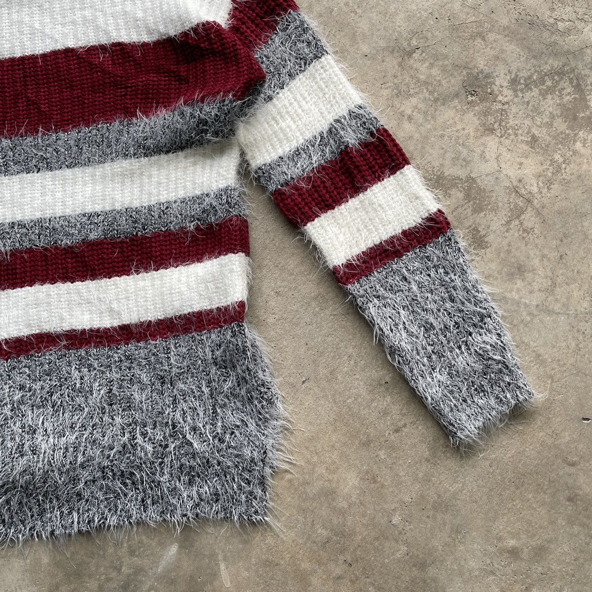 Aran Isles Knitwear × Japanese Brand Steals⚡️ JAPAN INGNI Striped Mohair Shag Shaggy Fur Knitwear Size US M / EU 48-50 / 2 - 11 Thumbnail