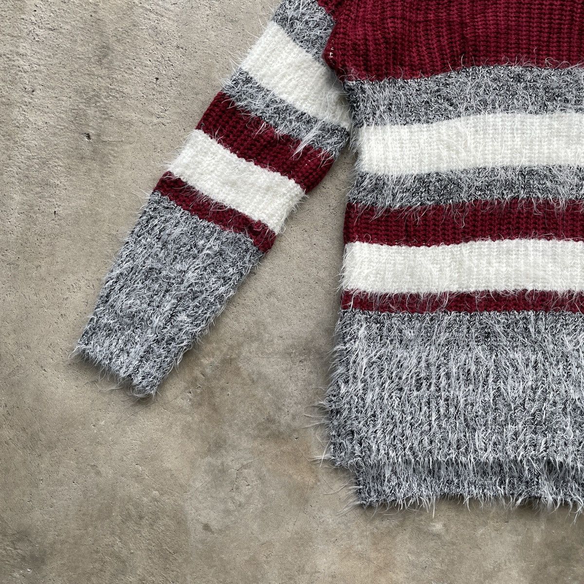 Aran Isles Knitwear × Japanese Brand Steals⚡️ JAPAN INGNI Striped Mohair Shag Shaggy Fur Knitwear Size US M / EU 48-50 / 2 - 5 Thumbnail