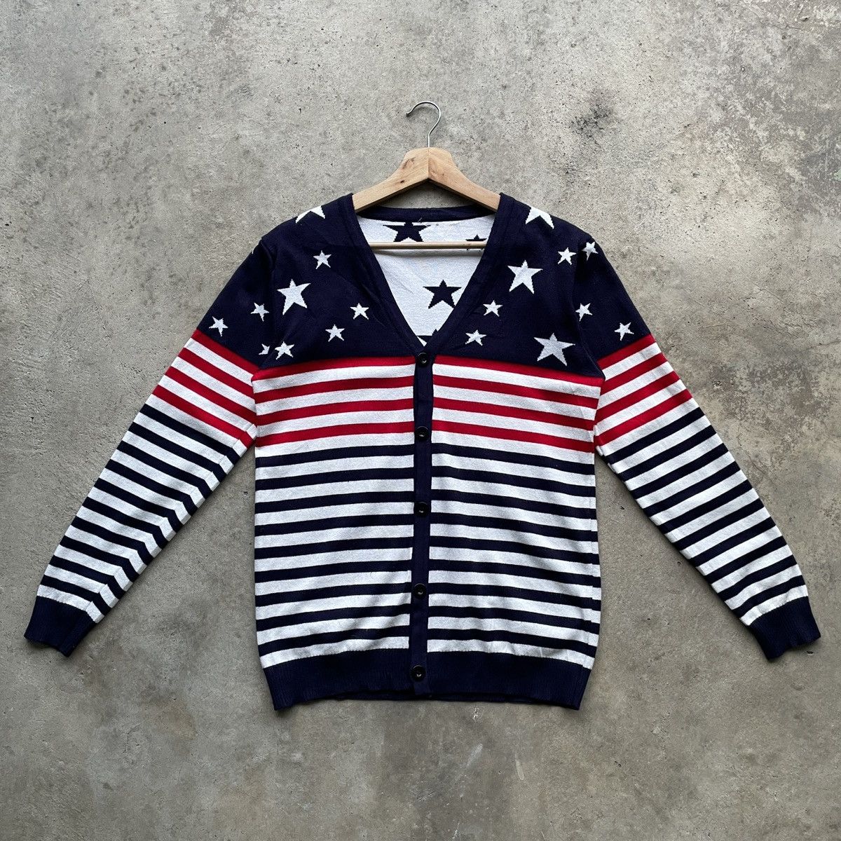 Japanese Vintage Striped Star Cardigan Knitwear