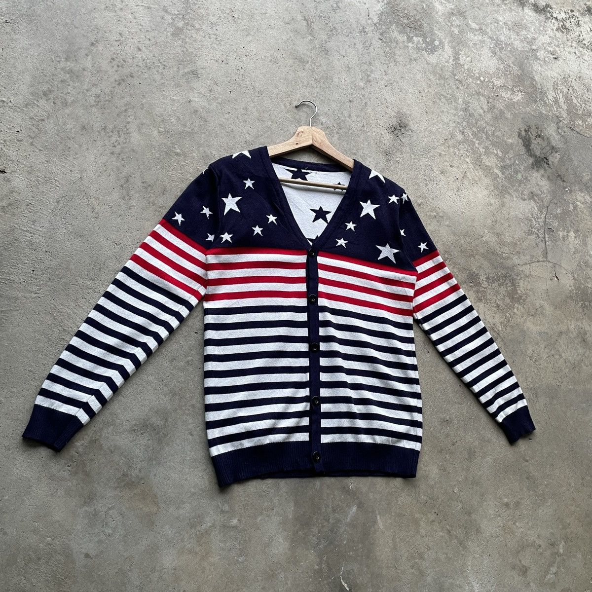 Aran Isles Knitwear Japanese Vintage Striped & Star Cardigan Knitwear Size US M / EU 48-50 / 2 - 2 Thumbnail