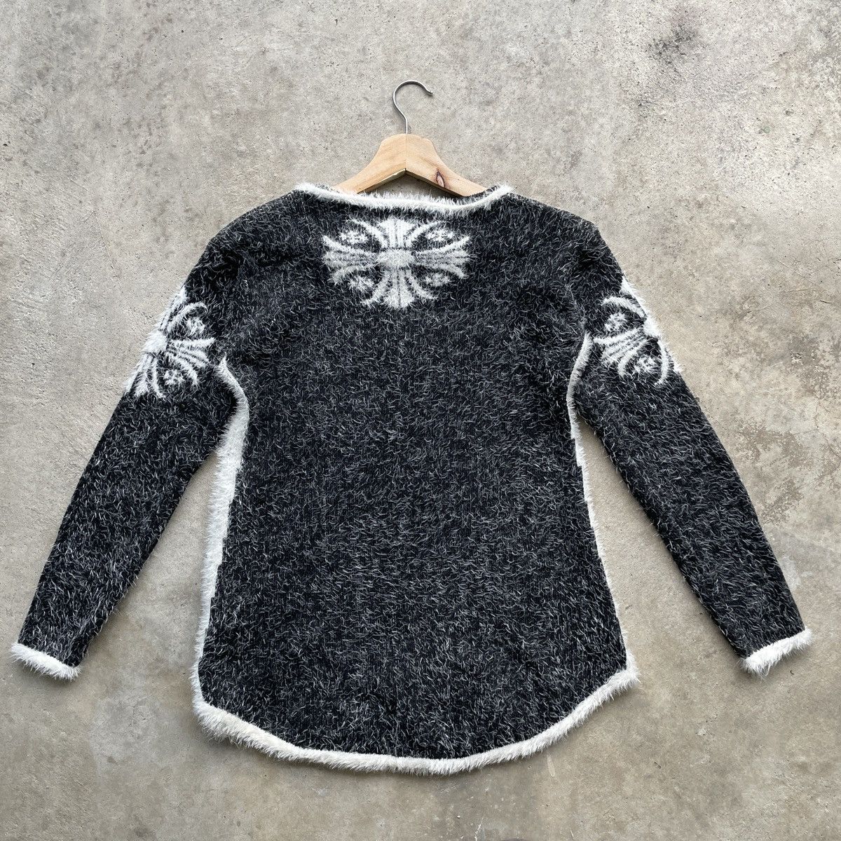 Aran Isles Knitwear ⚡️Japanese Vintage Black/White Mohair Shag Shaggy Knitwear Size S / US 4 / IT 40 - 11 Thumbnail