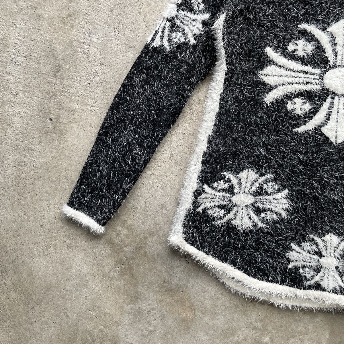 Aran Isles Knitwear ⚡️Japanese Vintage Black/White Mohair Shag Shaggy Knitwear Size S / US 4 / IT 40 - 5 Thumbnail