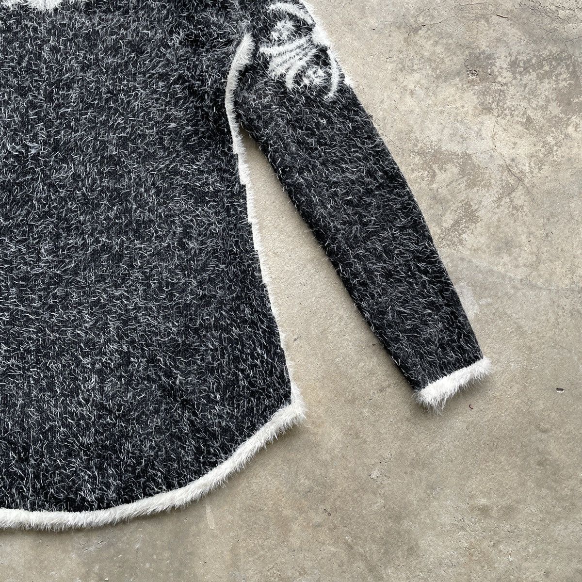 Aran Isles Knitwear ⚡️Japanese Vintage Black/White Mohair Shag Shaggy Knitwear Size S / US 4 / IT 40 - 9 Thumbnail