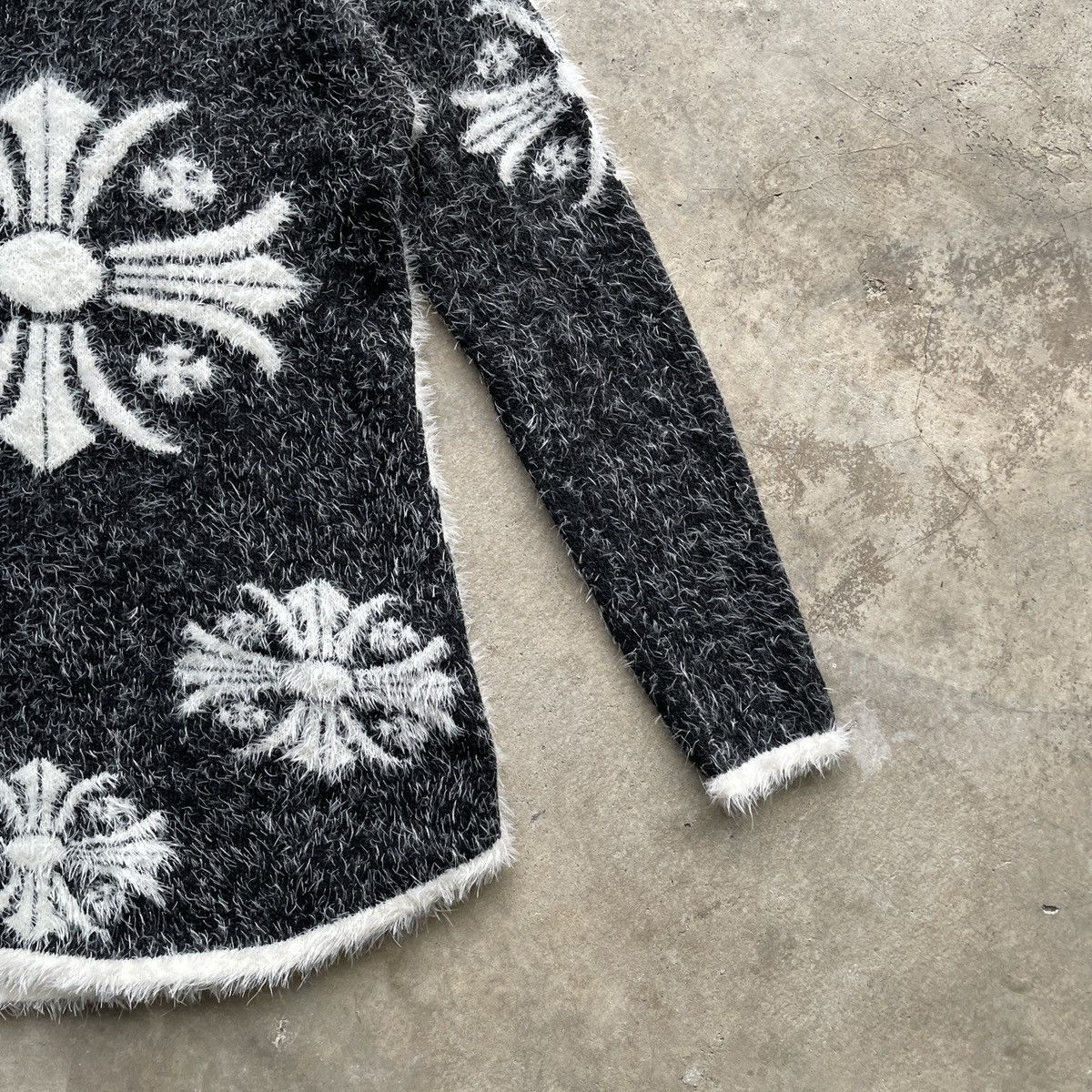 Aran Isles Knitwear ⚡️Japanese Vintage Black/White Mohair Shag Shaggy Knitwear Size S / US 4 / IT 40 - 6 Thumbnail