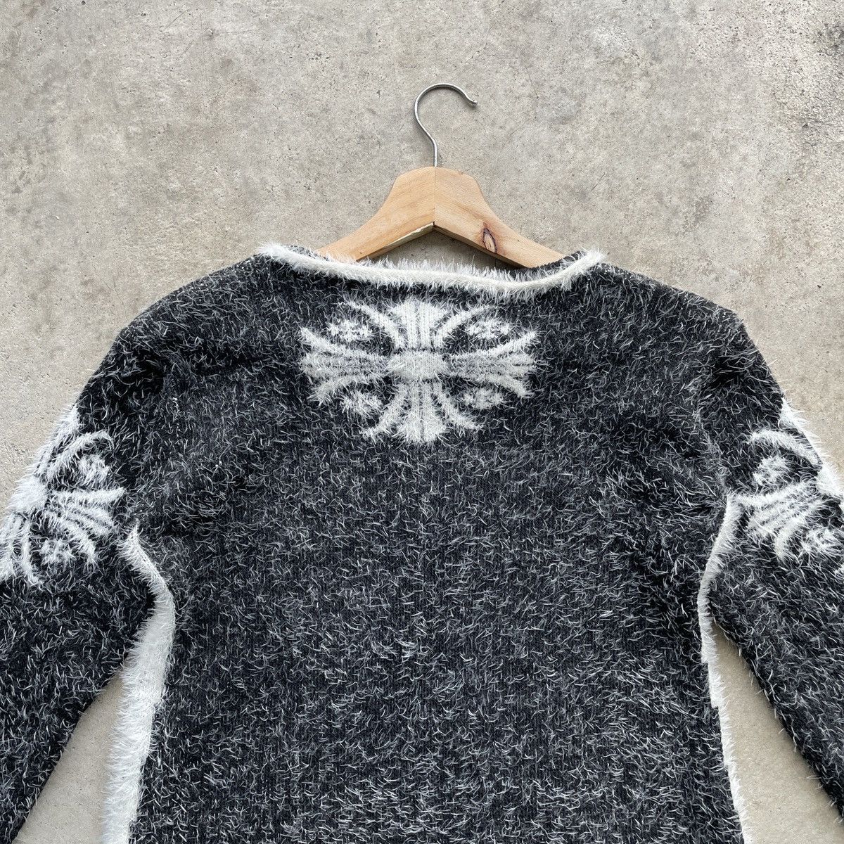 Aran Isles Knitwear ⚡️Japanese Vintage Black/White Mohair Shag Shaggy Knitwear Size S / US 4 / IT 40 - 10 Thumbnail
