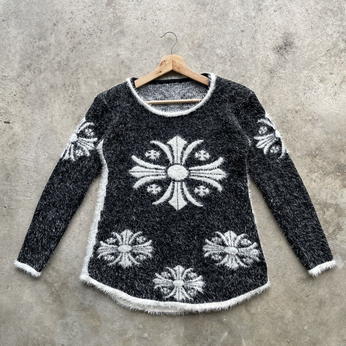 ⚡️Japanese Vintage Black/White Mohair Shag Shaggy Knitwear