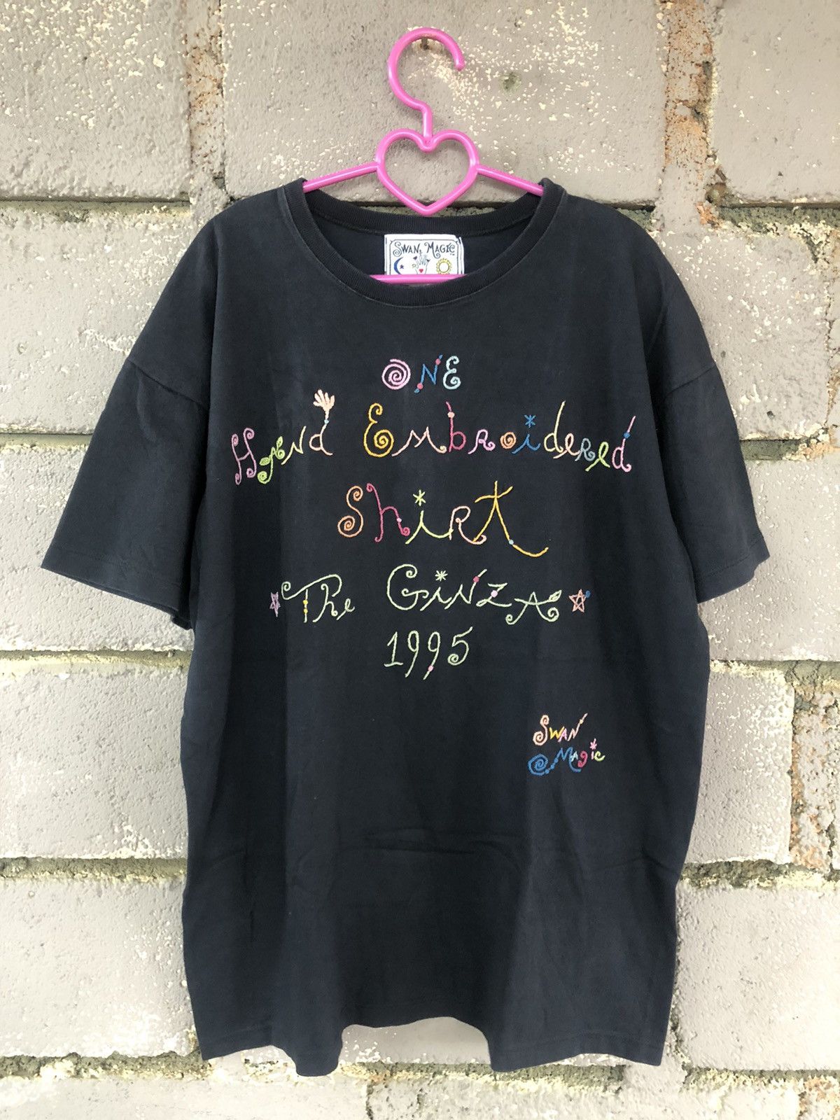 Vintage SWAN MAGIC The Ginzas One Hand Embroidered Shirt