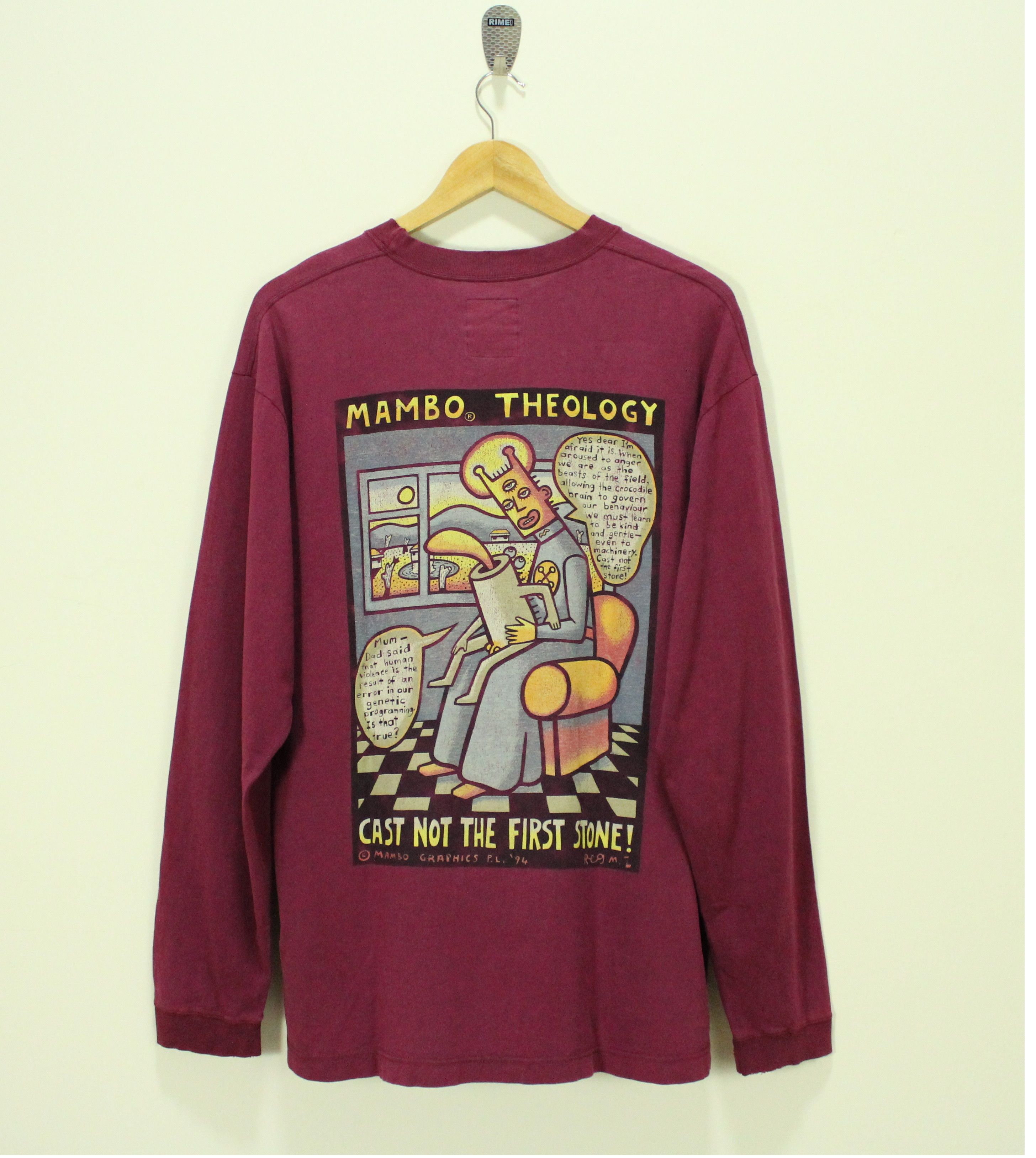 Mambo × Stussy × Vintage Vintage 90s MAMBO T Shirt Mambo THEOLOGY Distressed Size US M / EU 48-50 / 2 - 1 Thumbnail