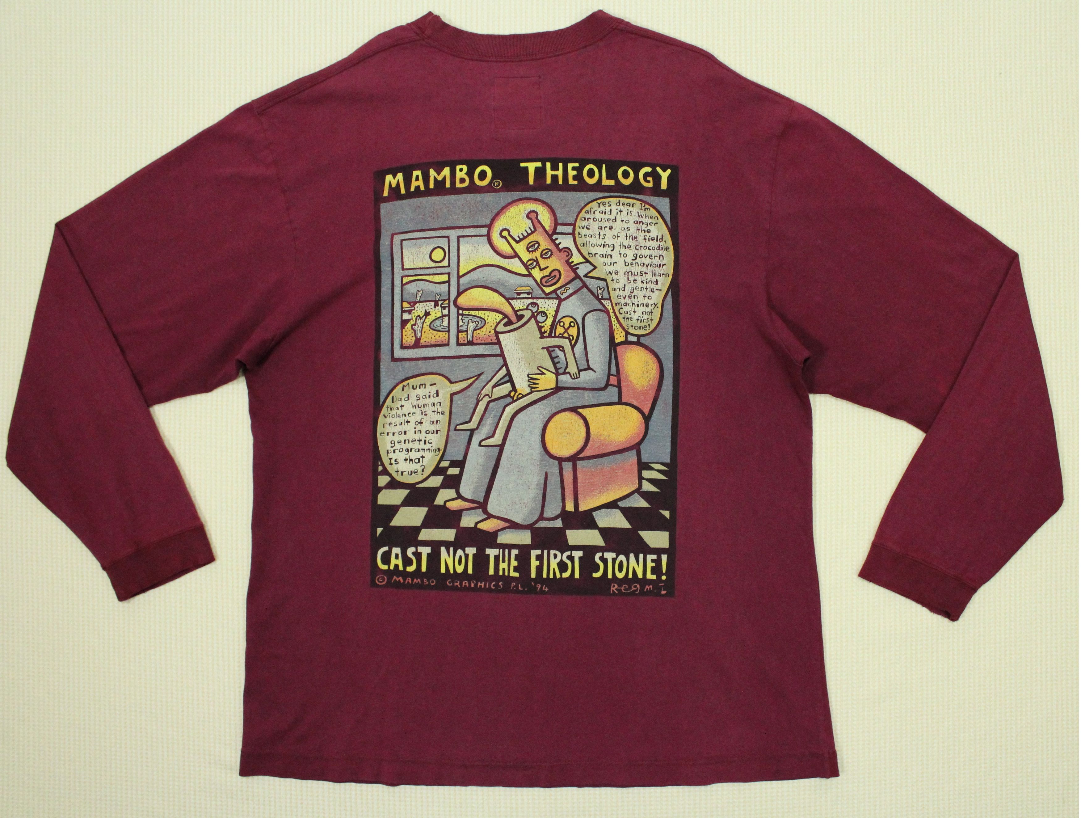 Mambo × Stussy × Vintage Vintage 90s MAMBO T Shirt Mambo THEOLOGY Distressed Size US M / EU 48-50 / 2 - 2 Thumbnail