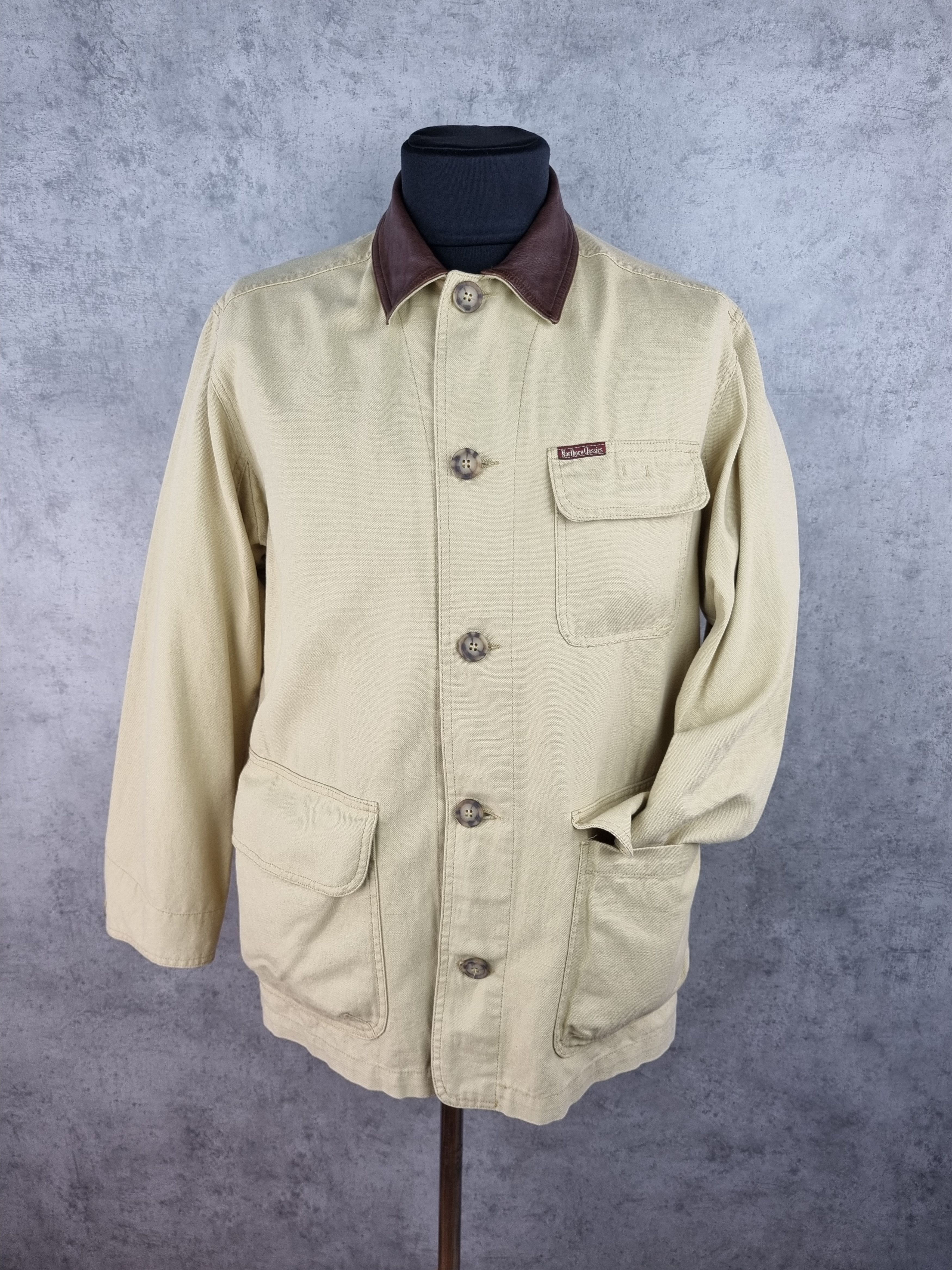 Rare 90s Marlboro Classics Leather collar Chore Jacket