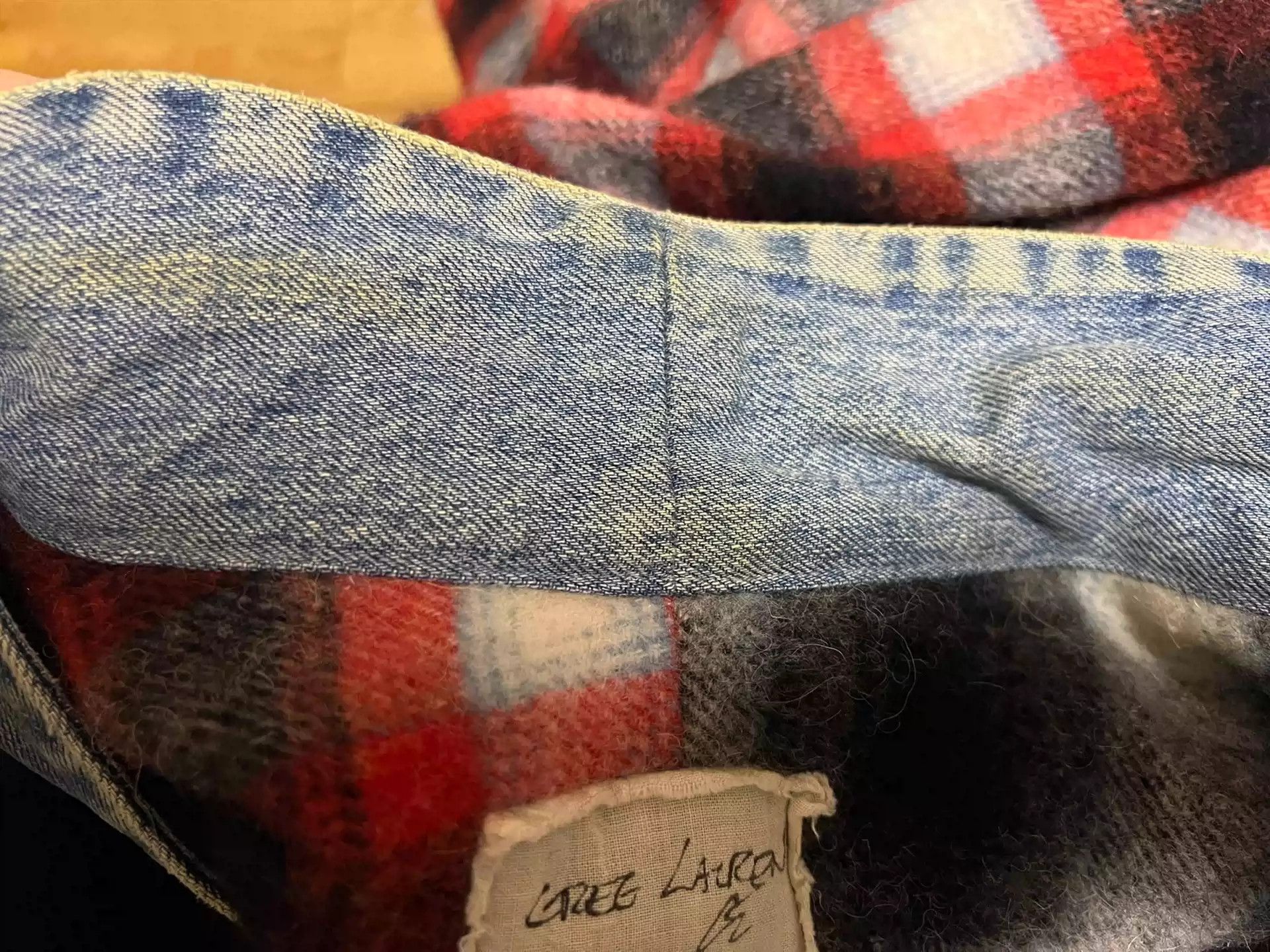 Greg Lauren Greg Lauren Patchwork Checked Shirt Size 2 Red Size US M / EU 48-50 / 2 - 6 Thumbnail