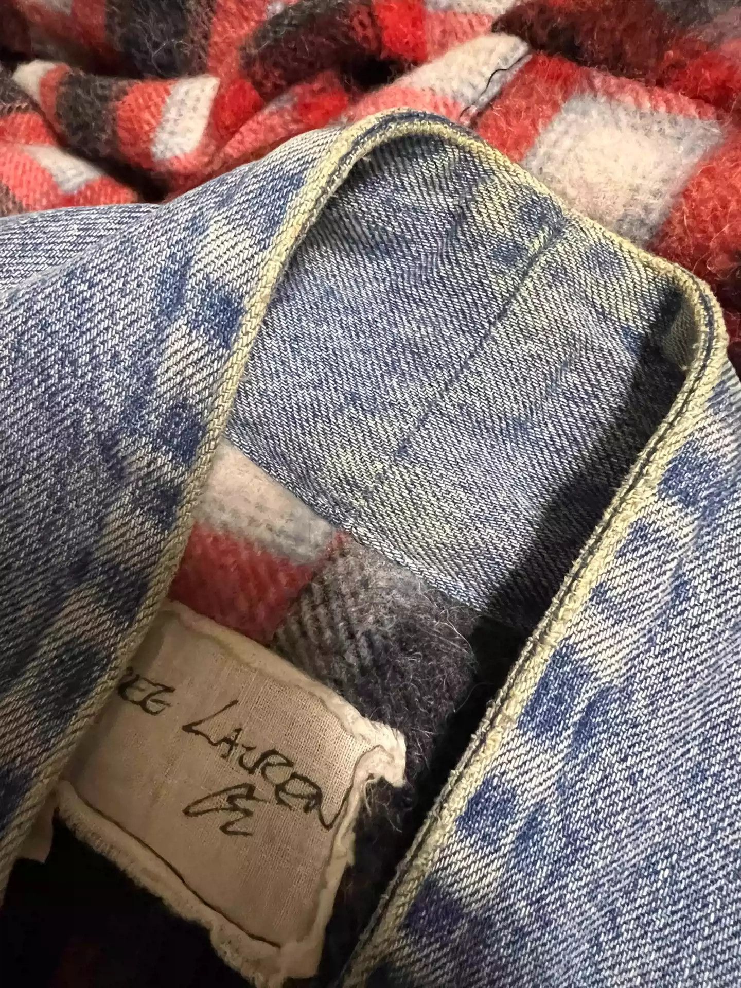 Greg Lauren Greg Lauren Patchwork Checked Shirt Size 2 Red Size US M / EU 48-50 / 2 - 5 Thumbnail